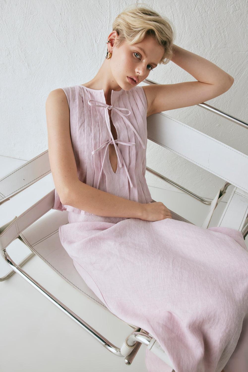 Ena Linen Bias Cut Maxi Skirt Musk Product Image