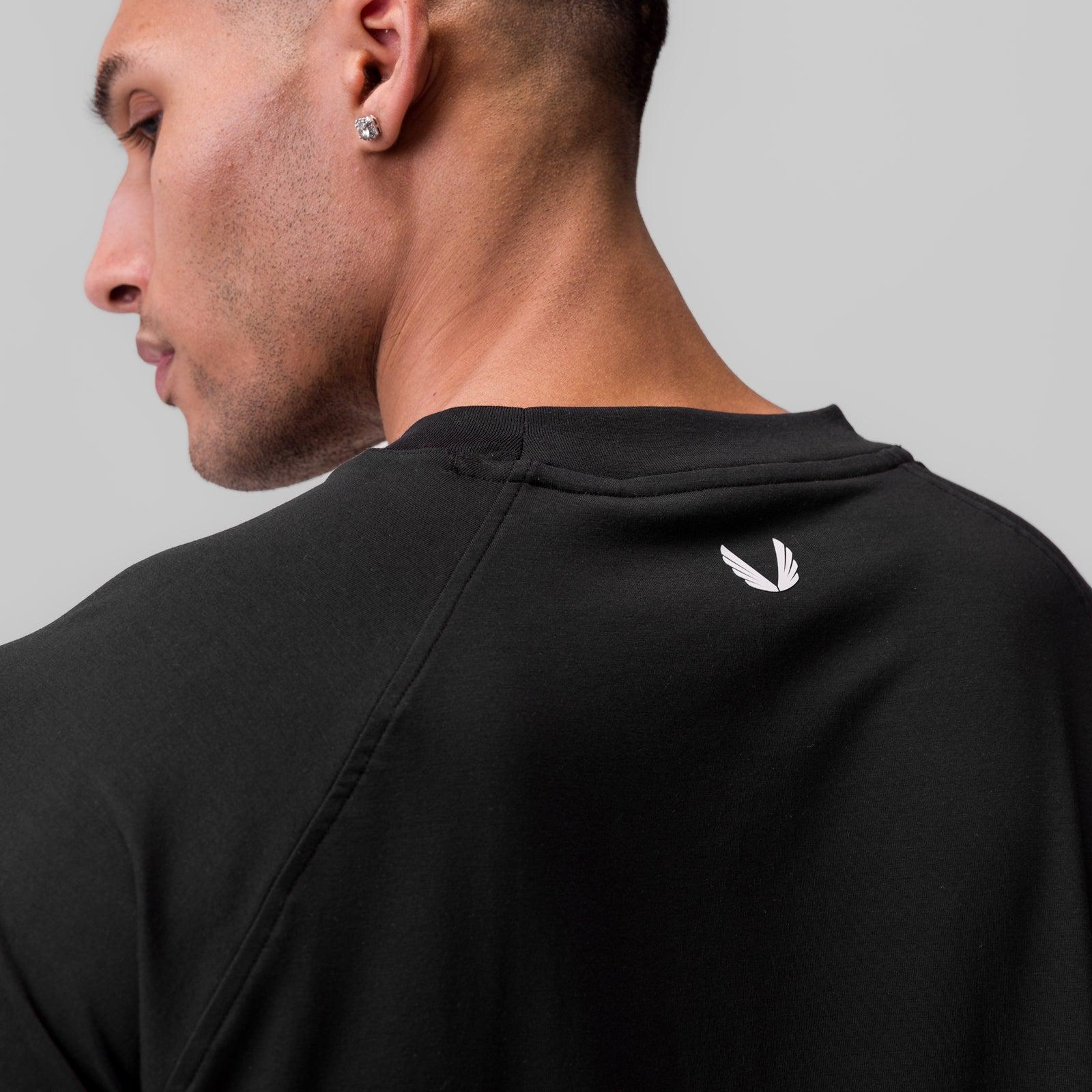 1086. Supima® 3/4-Sleeve Oversized Tee - Black Product Image