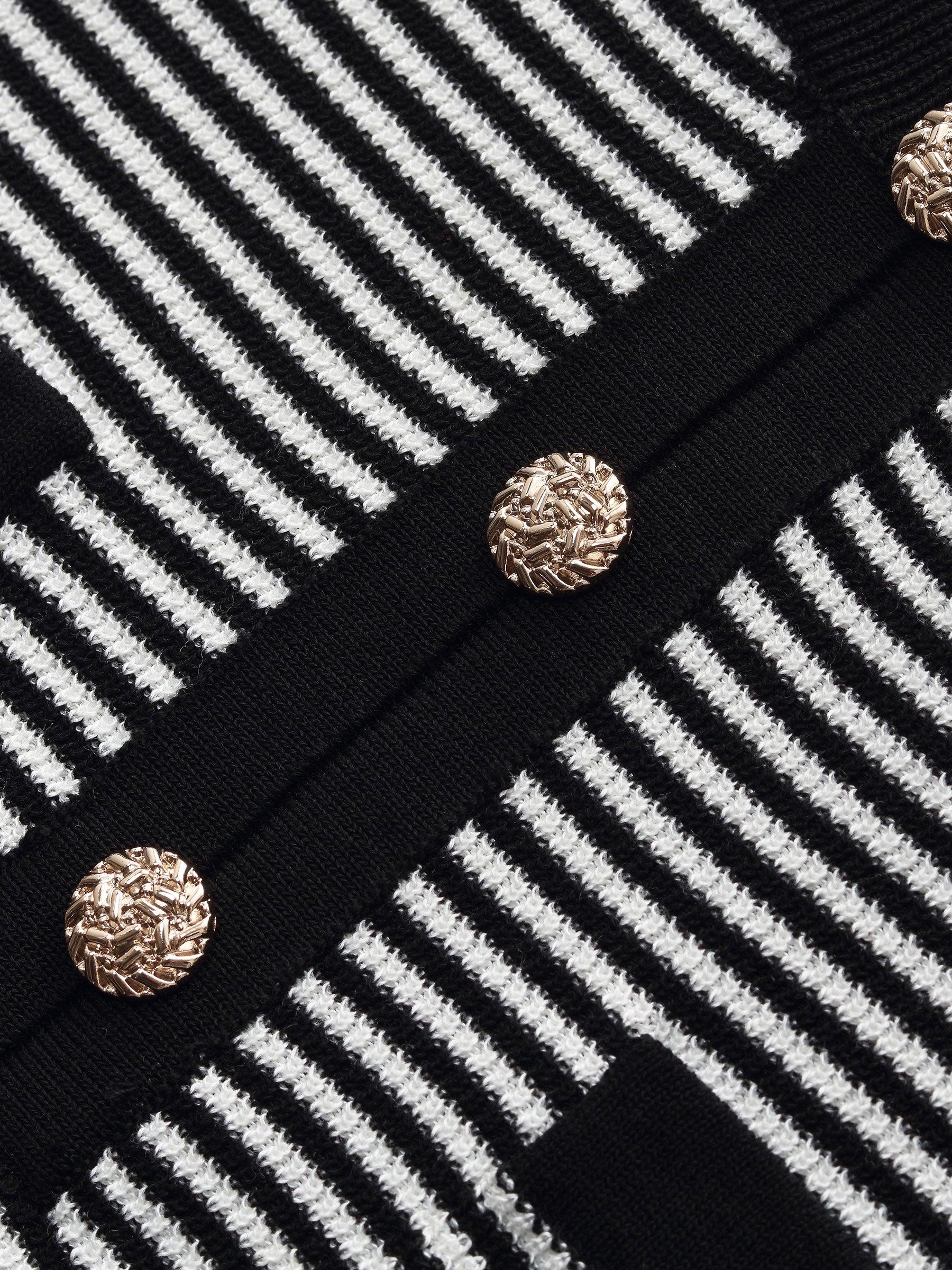 Tencel Blend Black And White Stripe Women Knit Top Product Image