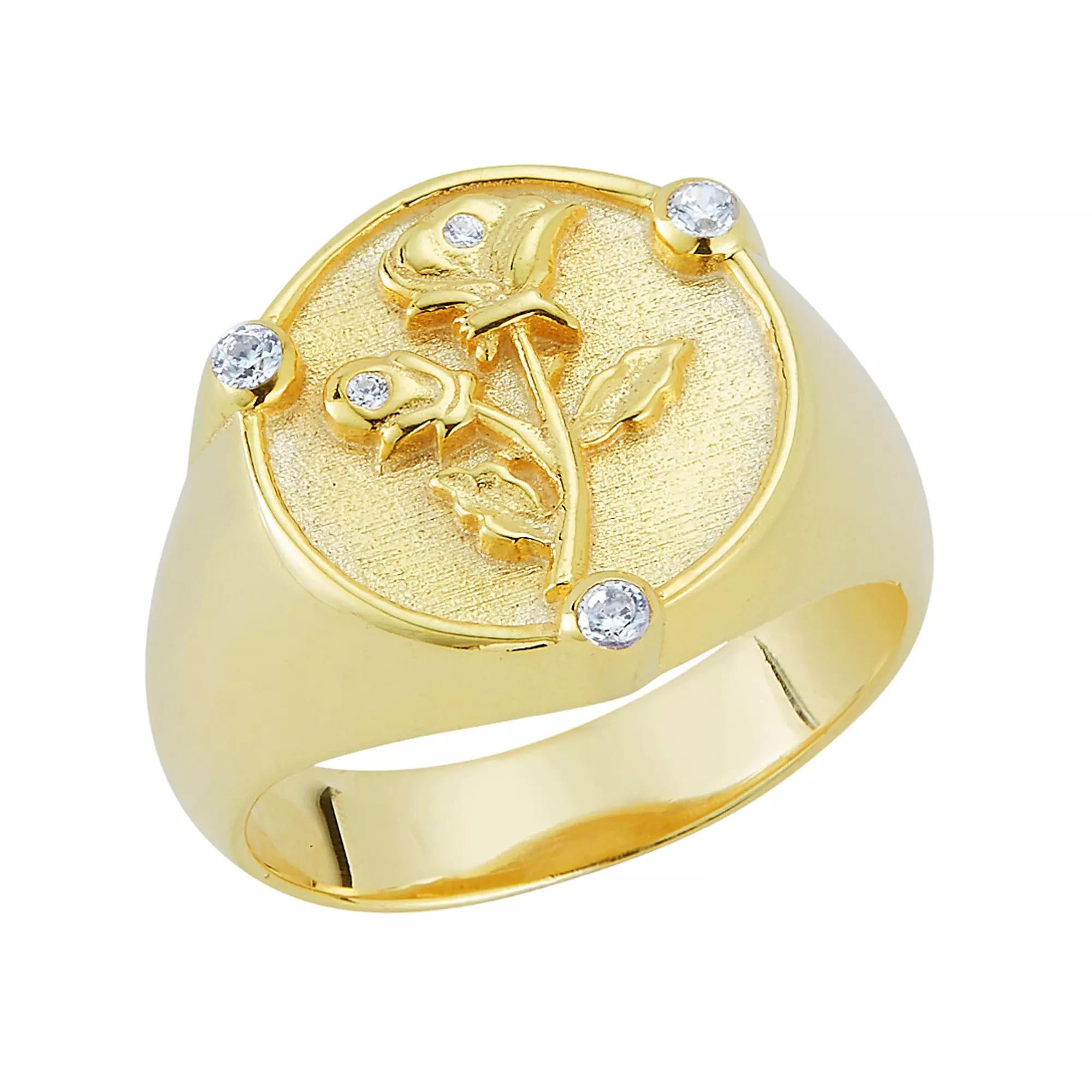 Sunkissed Sterling Cubic Zirconia Flower Ring, Women's, Size: 7, Gold Tone Product Image