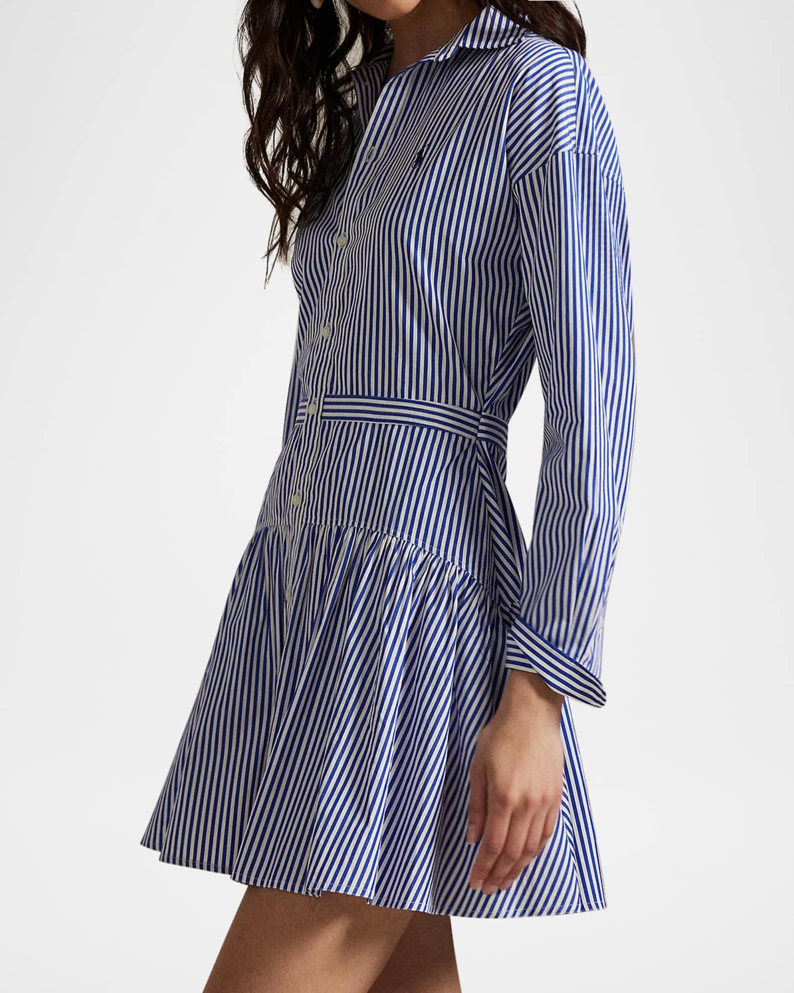 Striped Cotton Paneled Shirtdress Product Image
