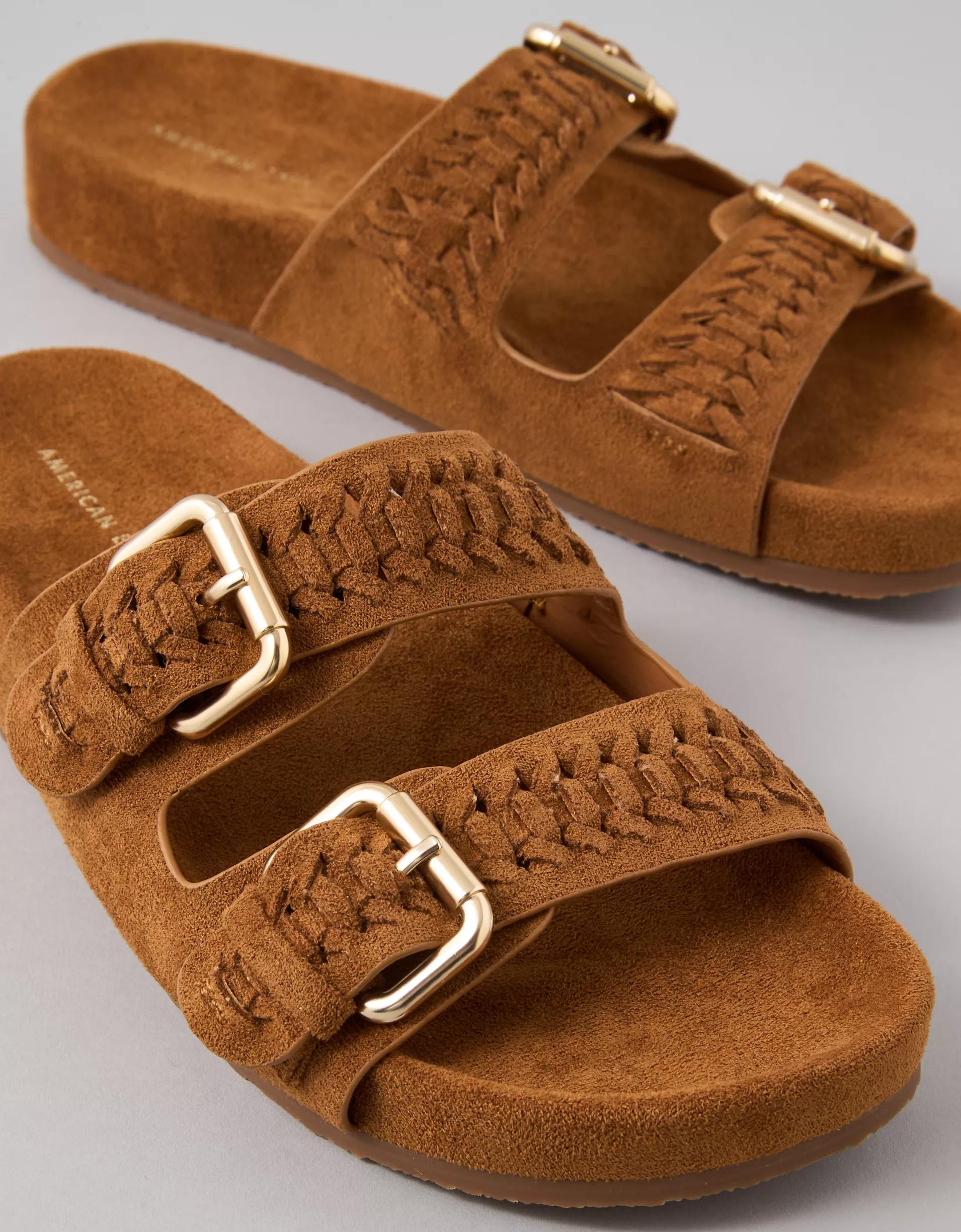 AE Sueded Double Buckle Slide Sandal Product Image