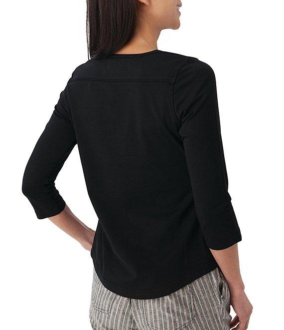 Aventura Juni Organic Cottom Blend Split Neck 3/4 Sleeve Tee Product Image
