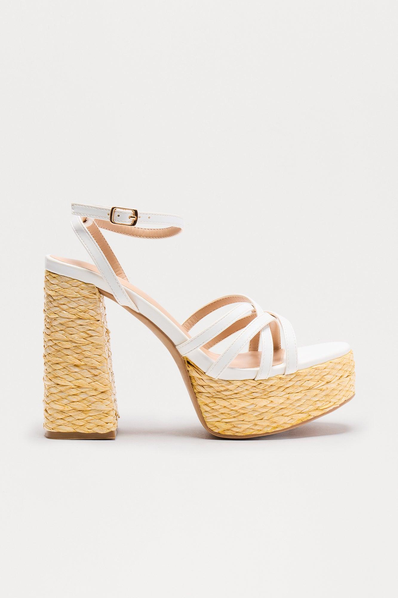 Leith Platform Heeled Sandals - White Product Image