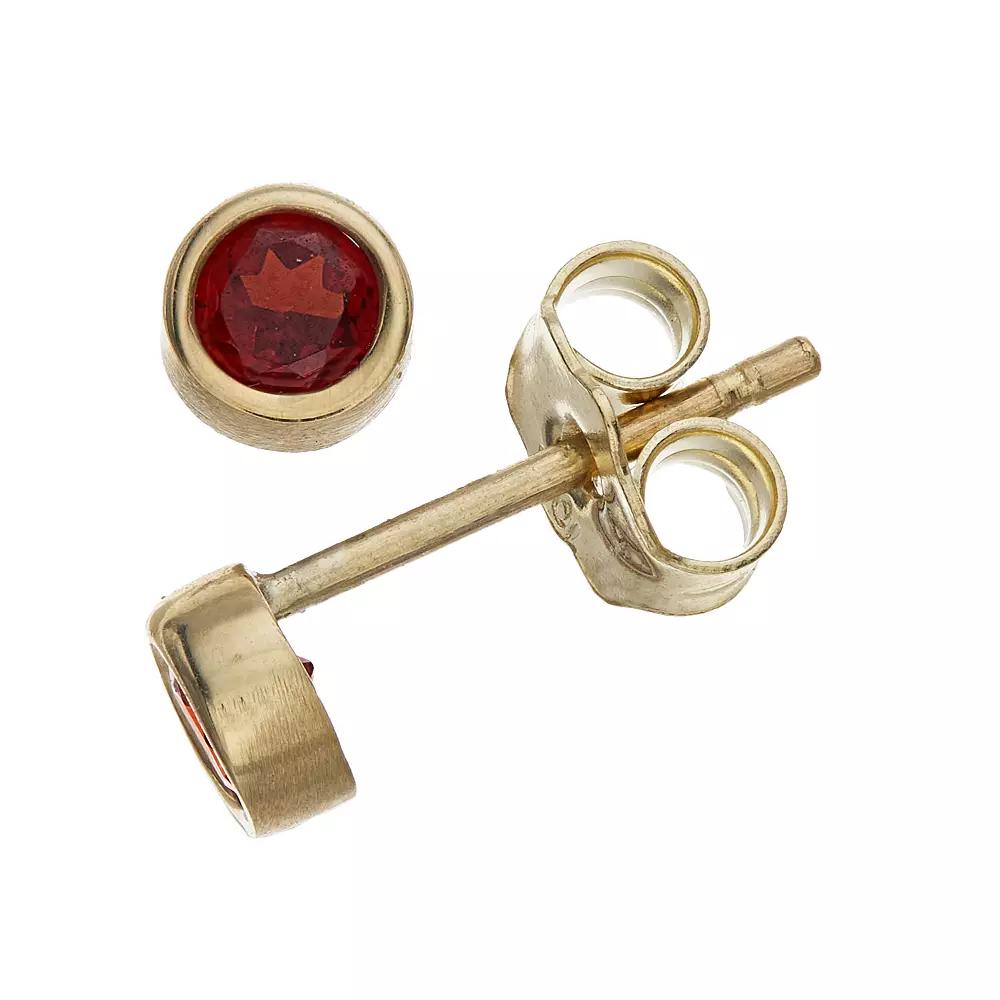 Kristen Kesho 10k Gold Round Birthstone Bezel Stud Earrings, Women's, January Product Image