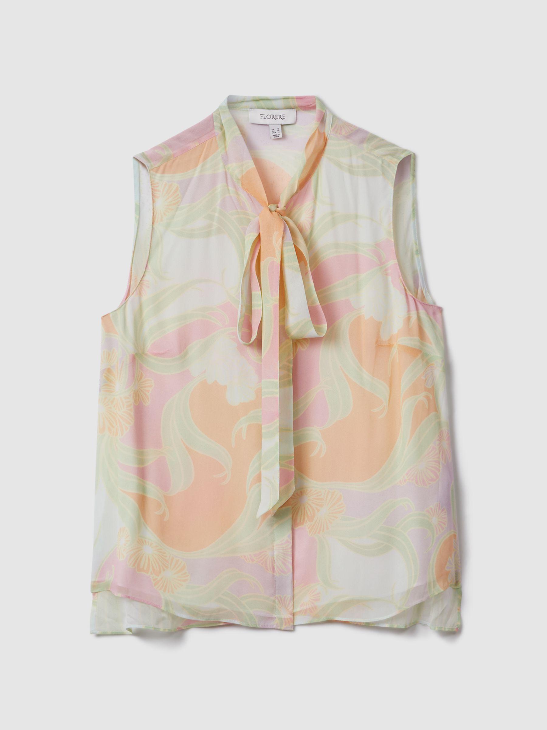 Florere Printed Tie Neck Top in Multi Product Image