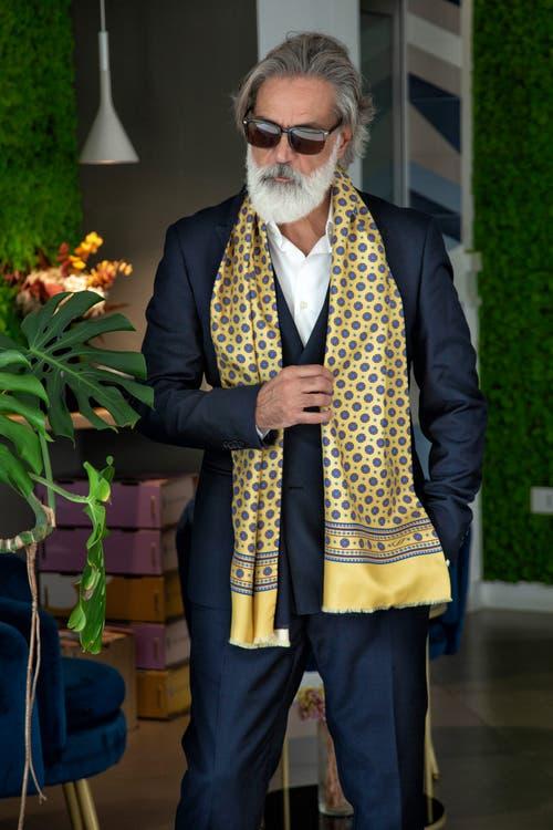 Elizabetta Palatino - Wool Backed Silk Scarf for Men in Yellow at Nordstrom Product Image