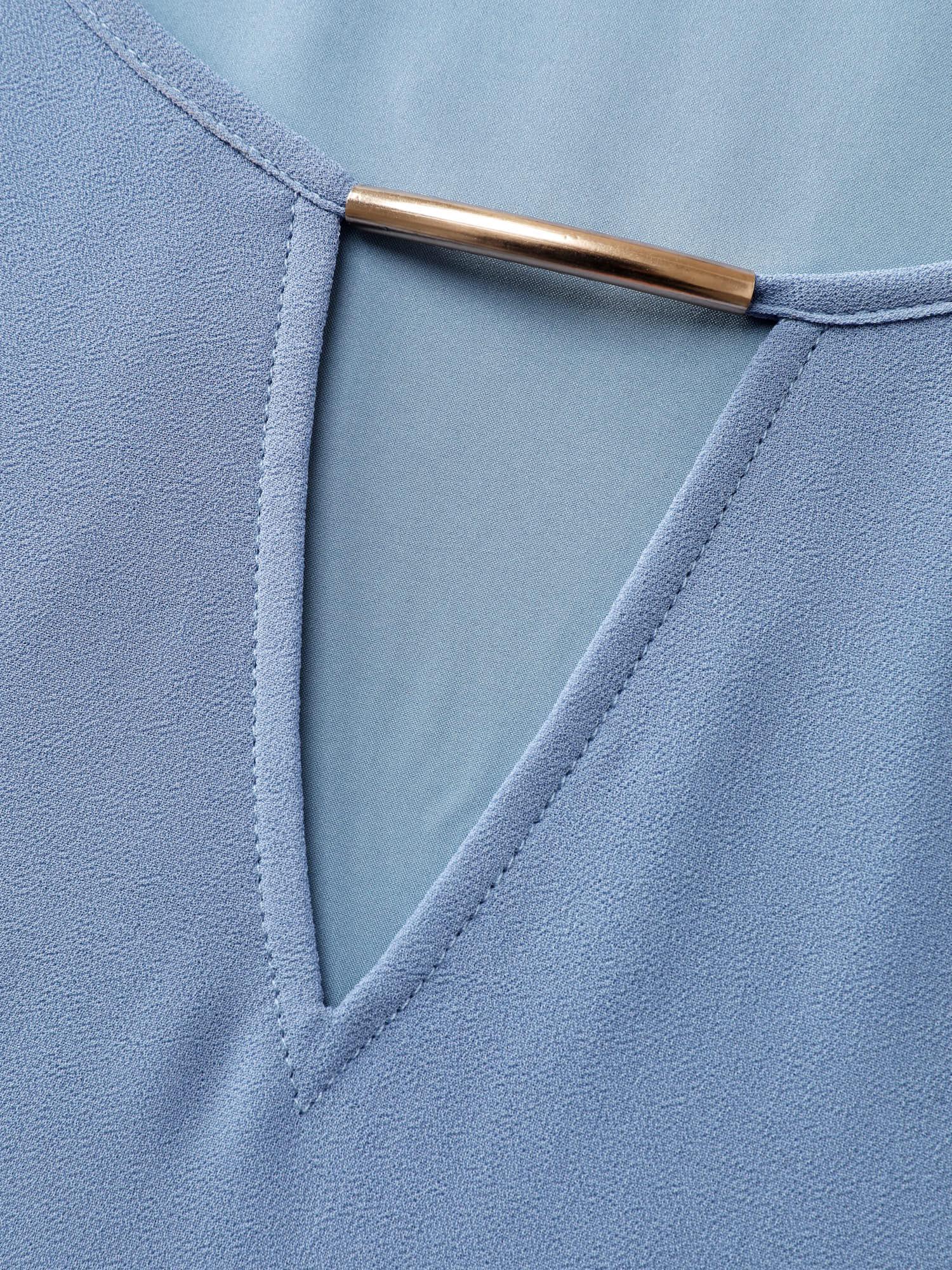 Overlap Hem Keyhole Neckline Metallic Detail Blouse Female Product Image