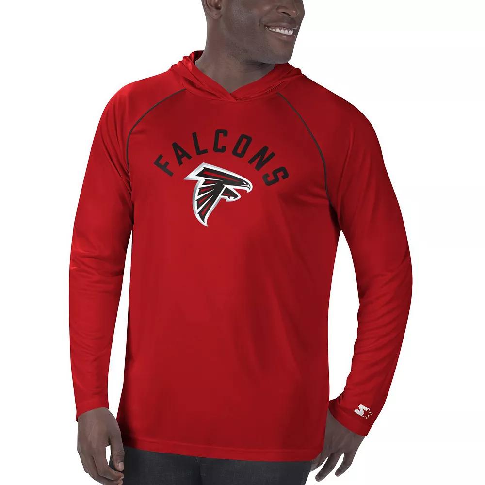 Men's Starter Red Atlanta Falcons Raglan Long Sleeve Hoodie T-Shirt,  Product Image