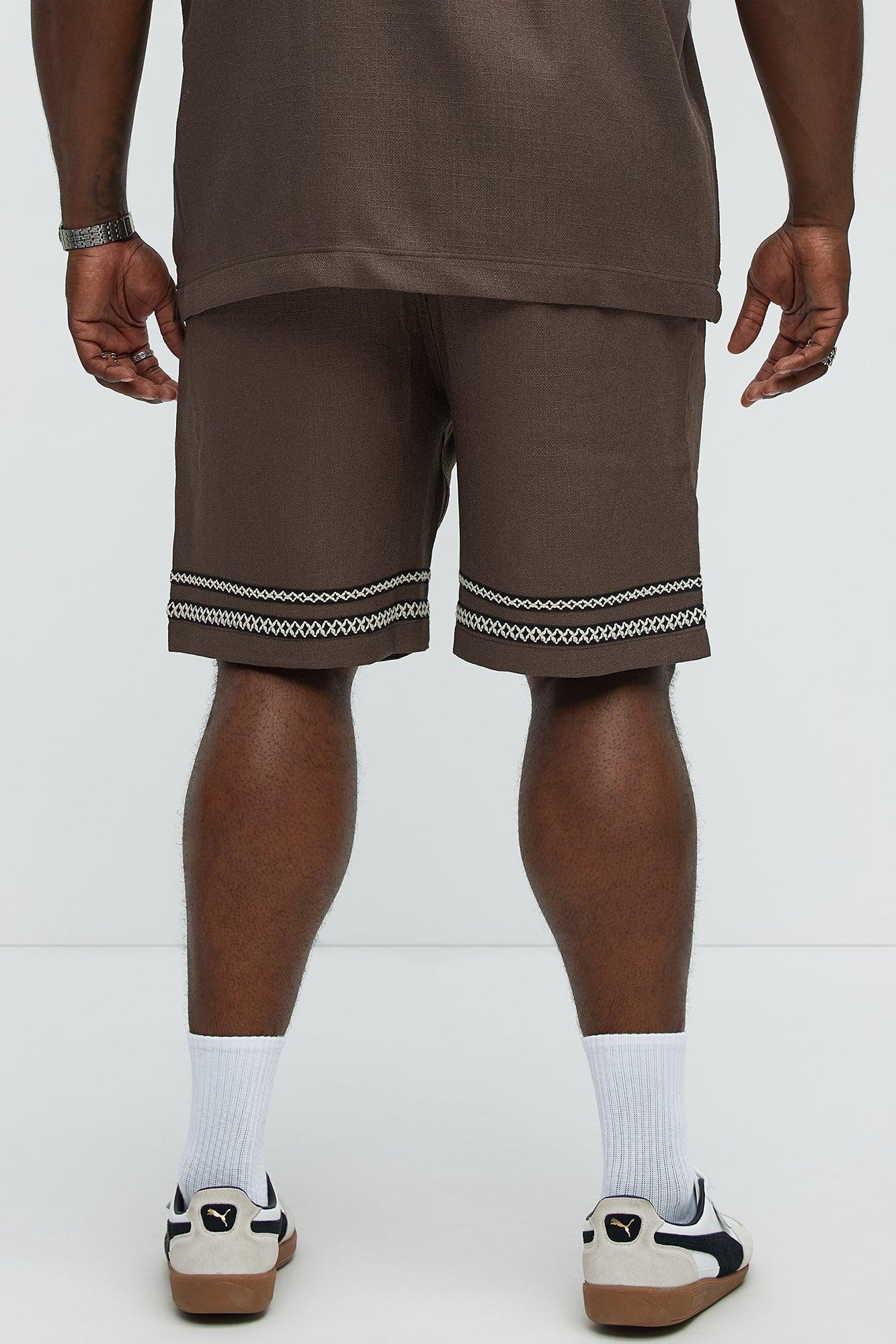 Ibiza VIP Club Linen Like Relaxed Shorts - Chocolate Product Image