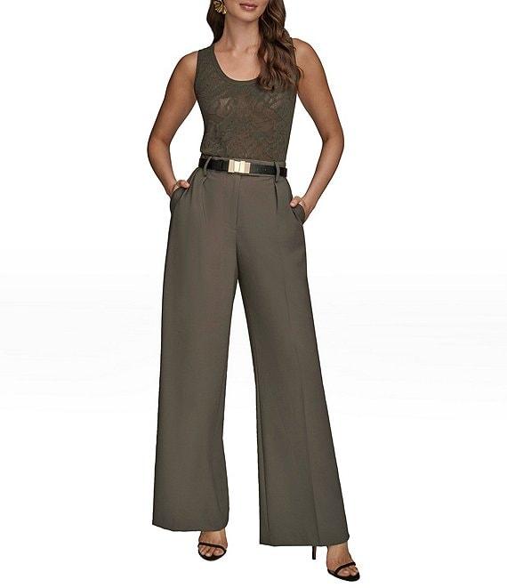Donna Karan City Bi-Stretch Pleated Wide Leg Pants Product Image