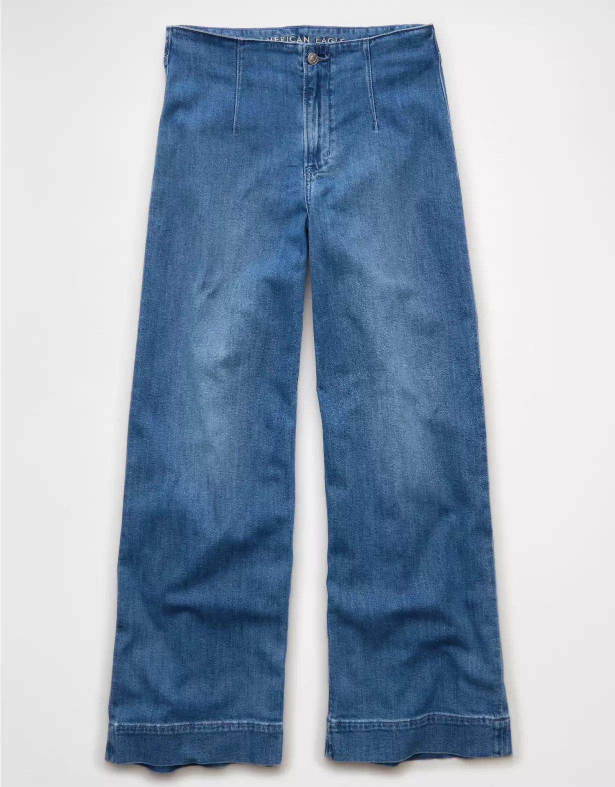 AE Dreamy Drapey Stretch Super High-Waisted Baggy Wide-Leg Jean Product Image