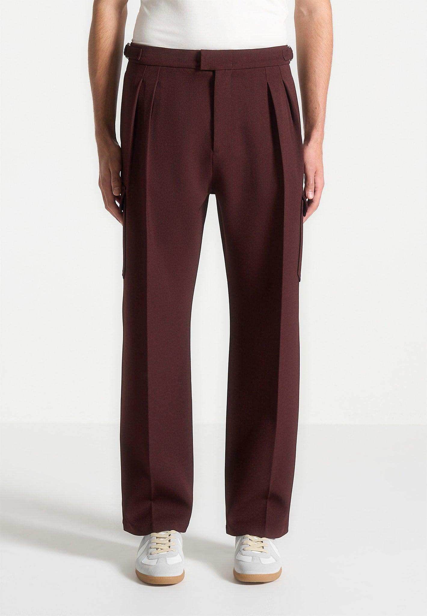 Maurice - Relaxed Fit Twill Pocket Trousers - Wine Red Male Product Image