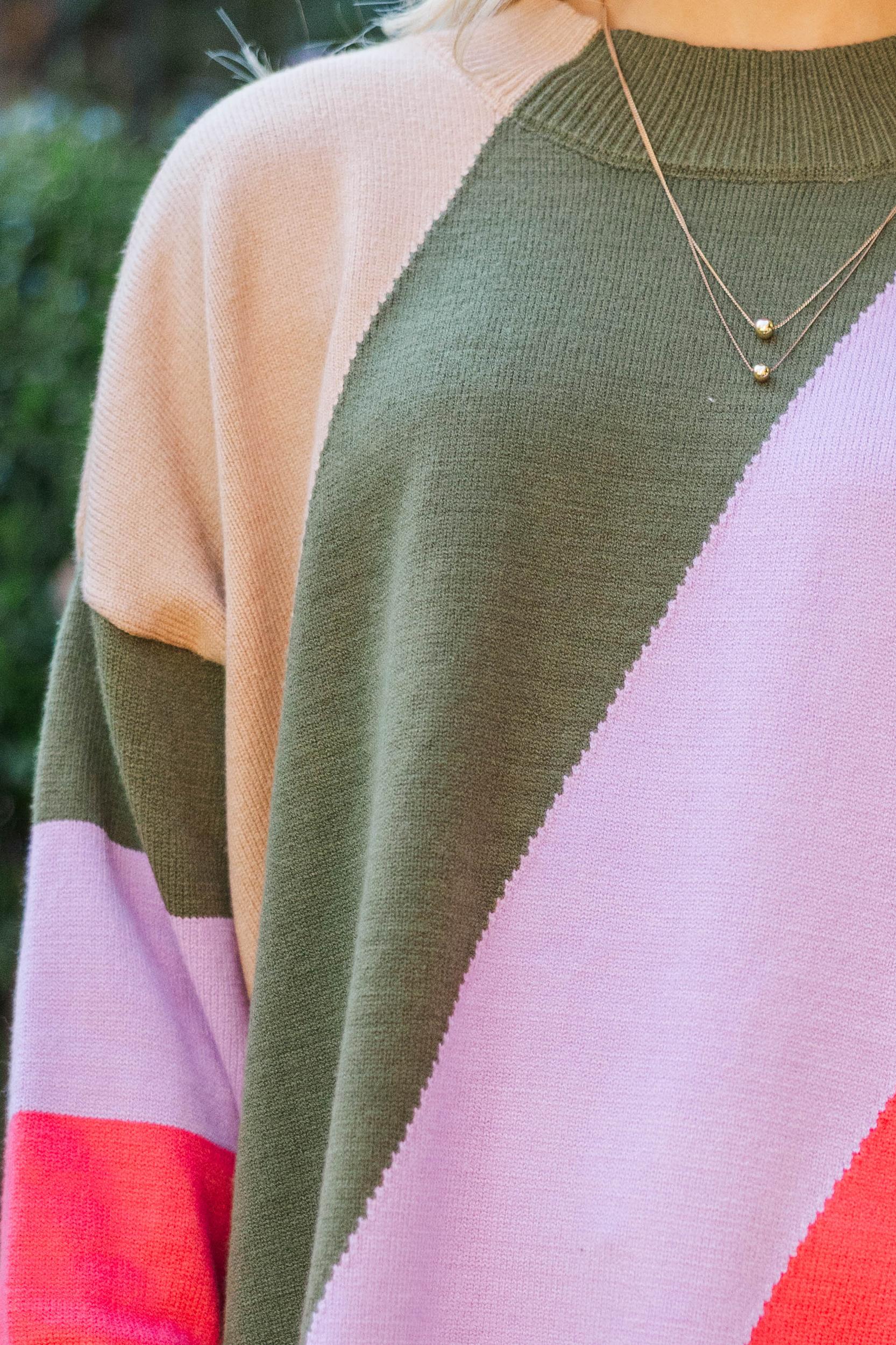 A Perfect Love Fuchsia Pink Colorblock Sweater Female Product Image