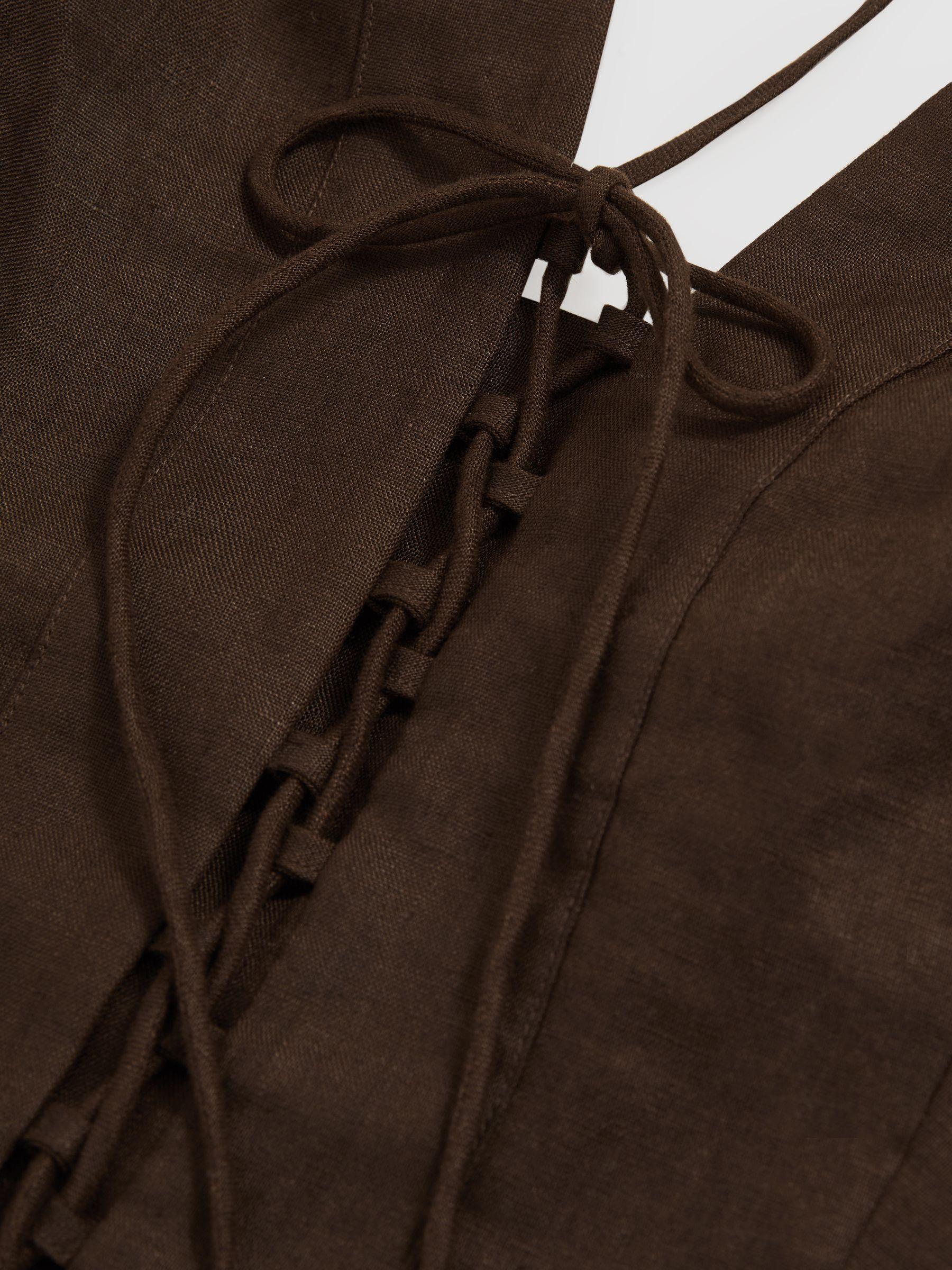 Lattice-Front Midi Dress in Chocolate Brown Product Image