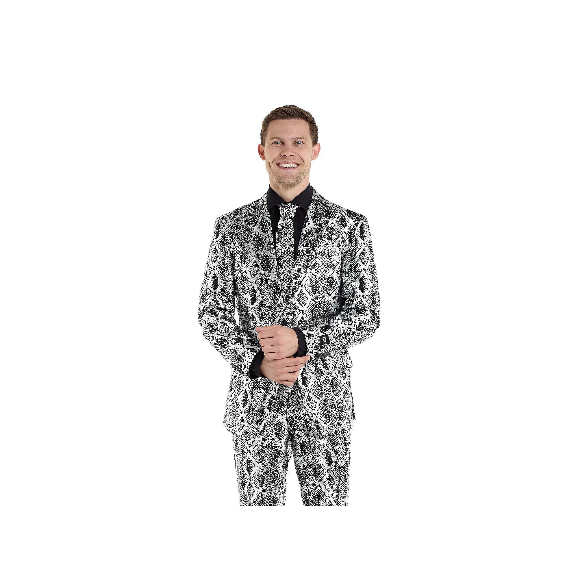 Men's OppoSuits Shiny Party Suit & Tie Set, Size: 42 - Regular, Silver Product Image