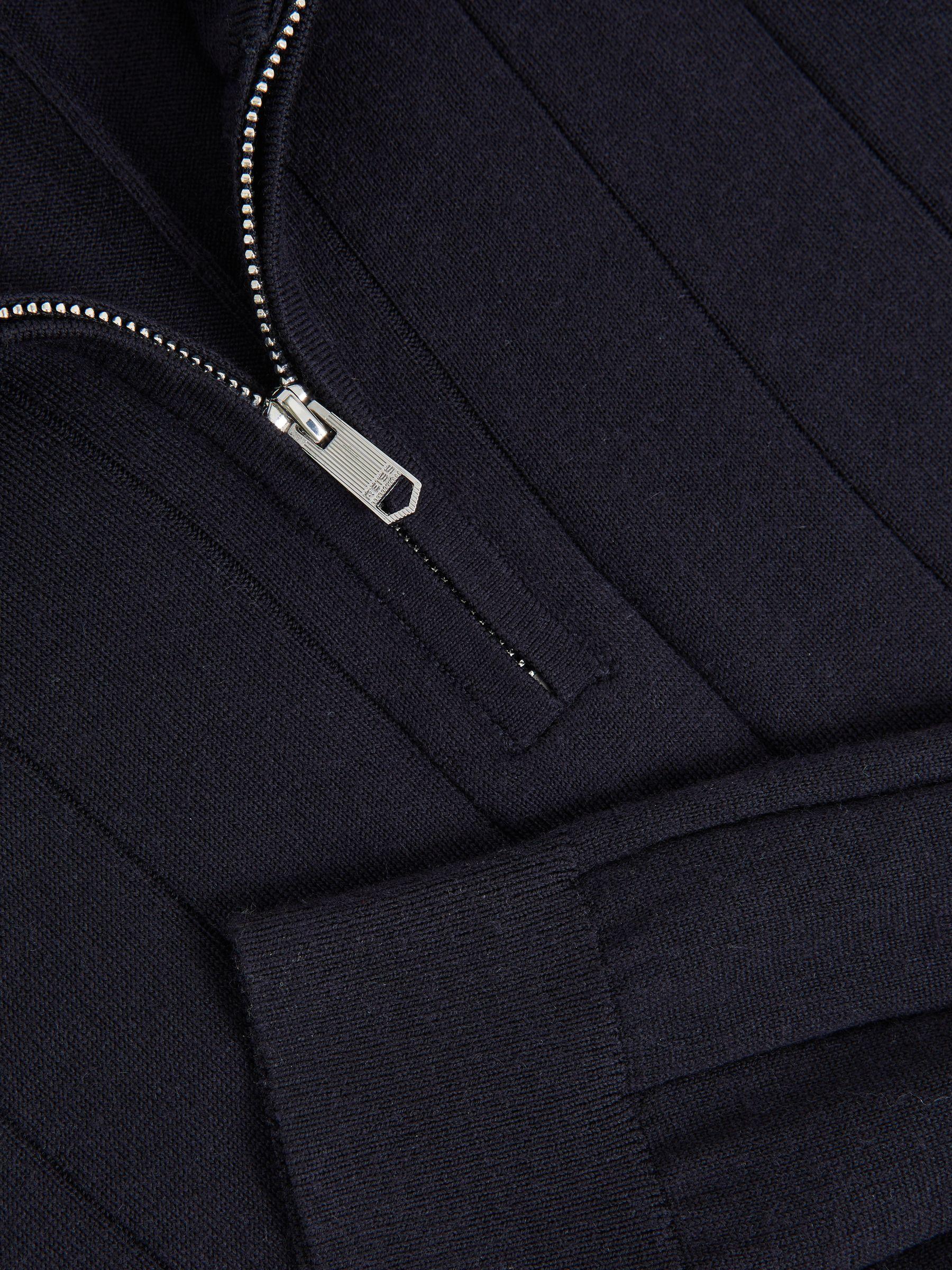 Merino Wool Wide-Rib Half-Zip Jumper in Navy Product Image
