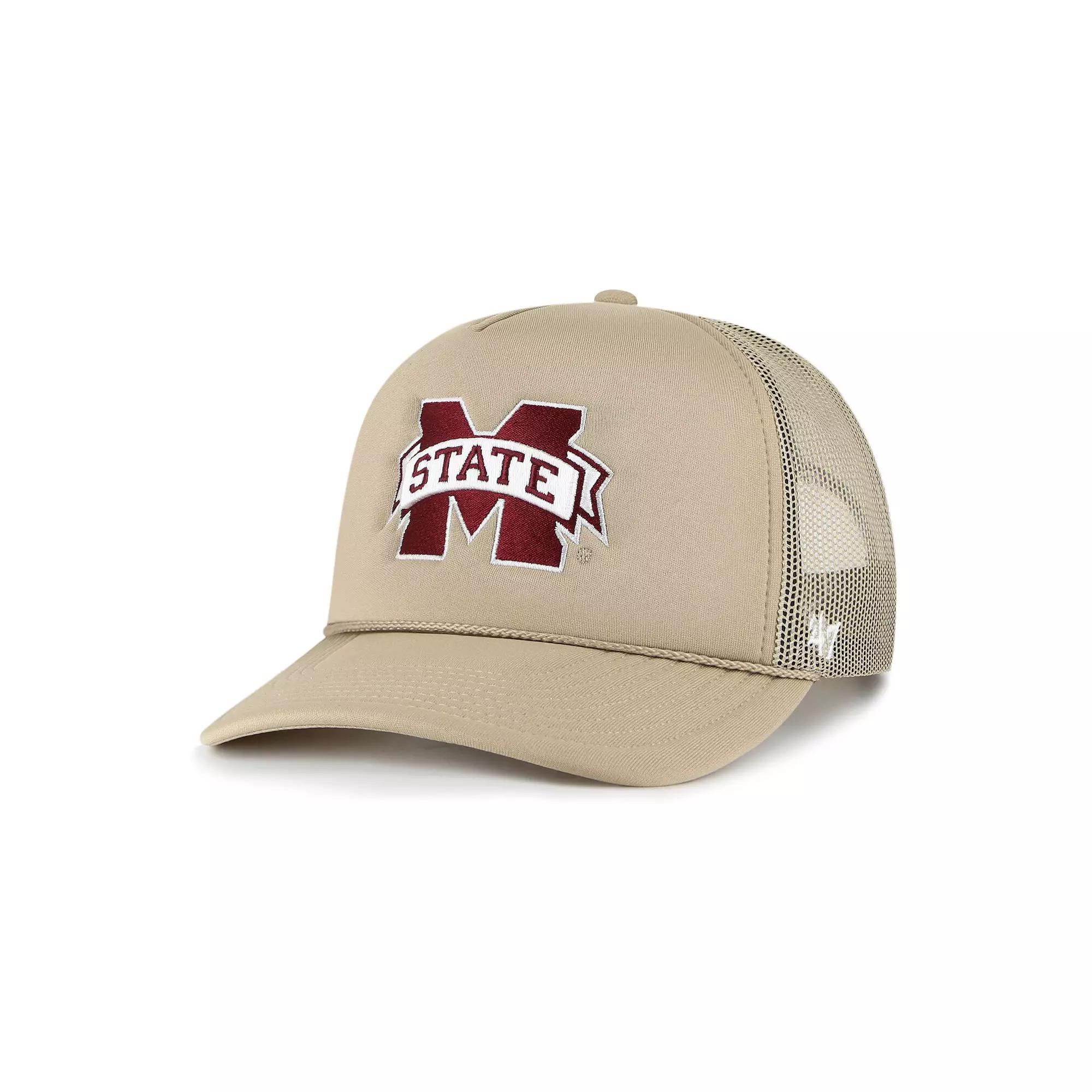 Men's '47 Khaki Mississippi State Bulldogs Foam Front Mesh Trucker Snapback Hat, Mst Beig K Product Image