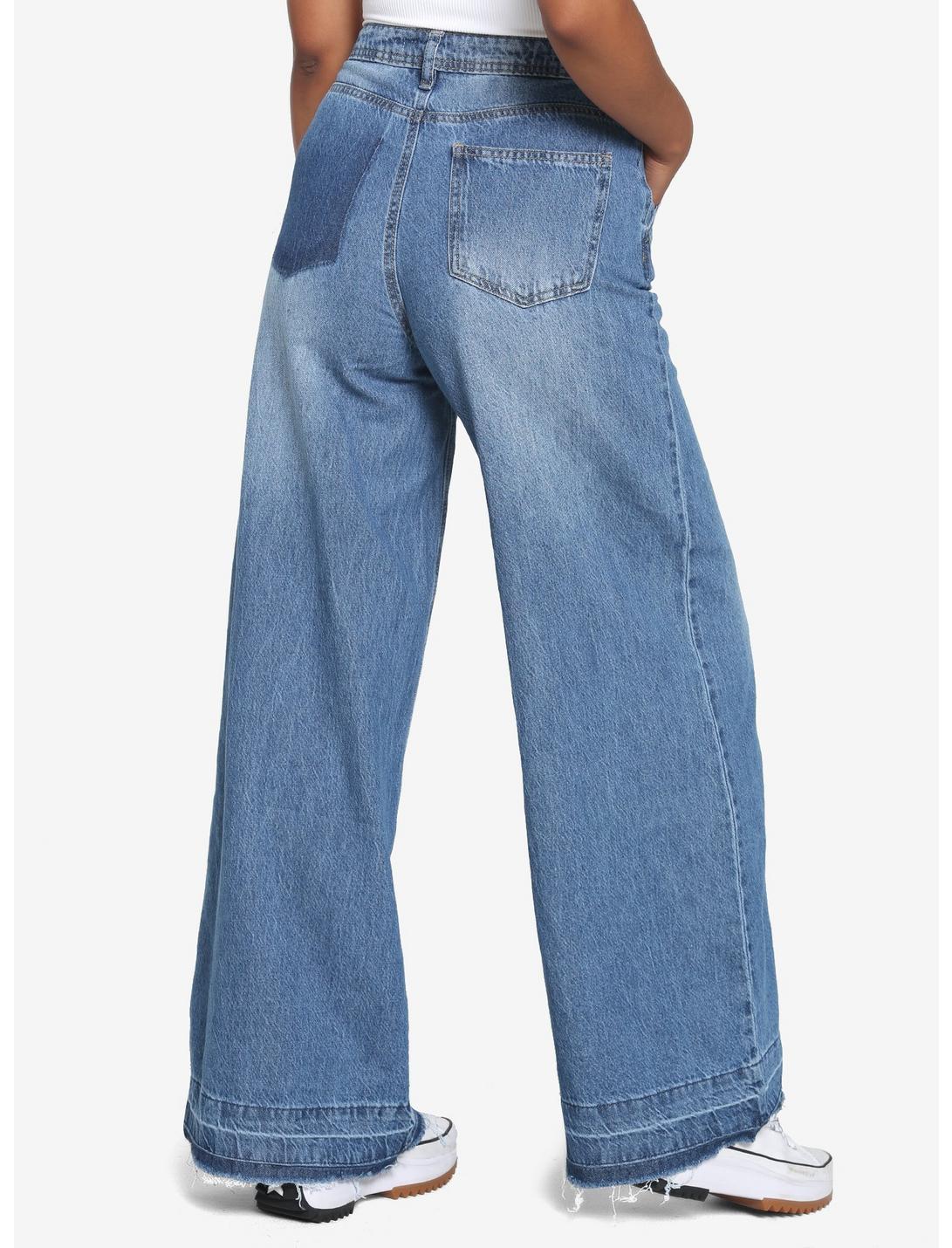 Light Wash Wide Leg Denim Pants Product Image