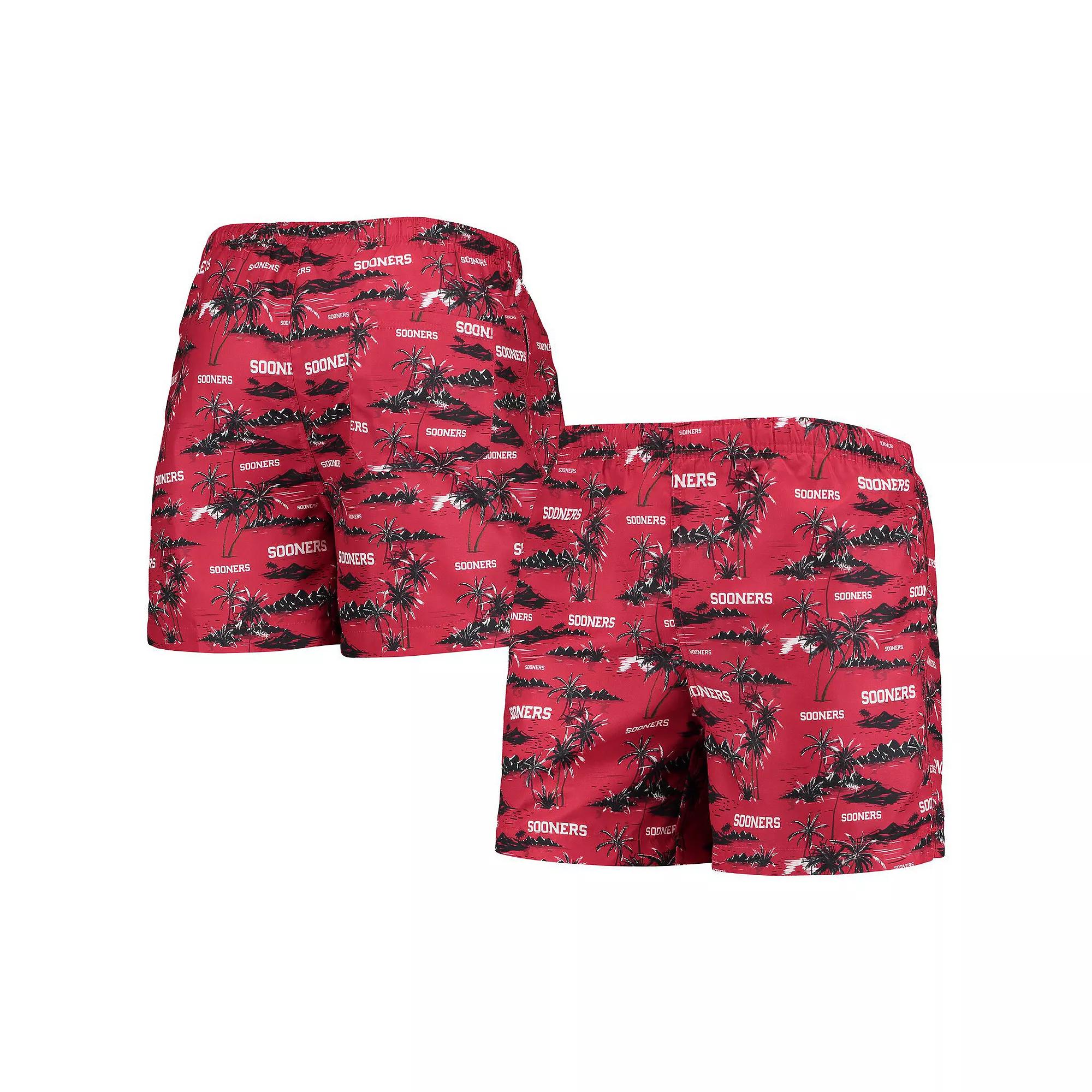 Men's FOCO Crimson Oklahoma Sooners Island Palm Swim Trunks,  Product Image