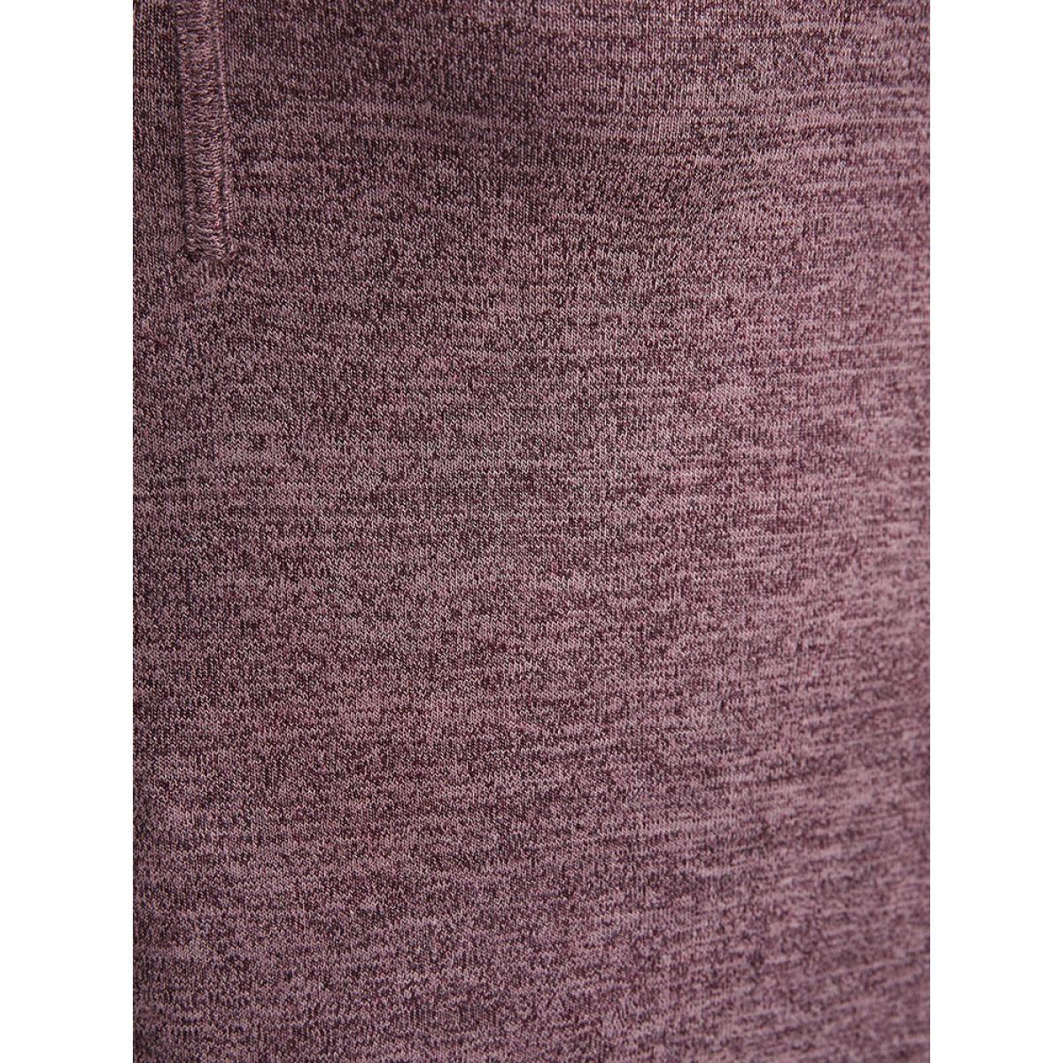 Plus Size Solid Lace Trim V Neck Long Tee Burgundy Women Elegant Lace Plain V-neck Dailywear T-shirts BloomChic 26/4X Product Image