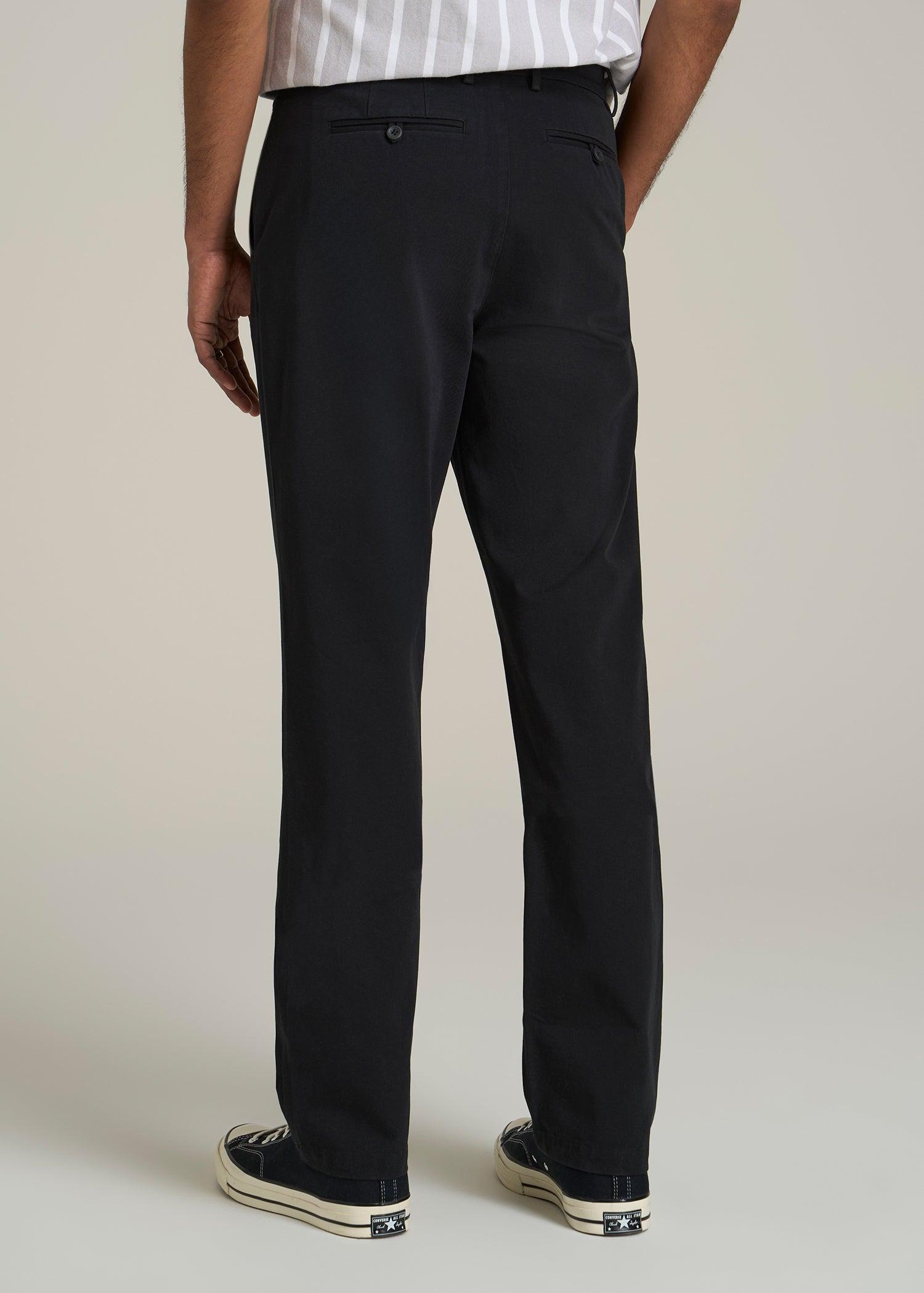 4 Way Stretch Commuter STRAIGHT Leg Chino Pants for Tall Men in Black Male Product Image