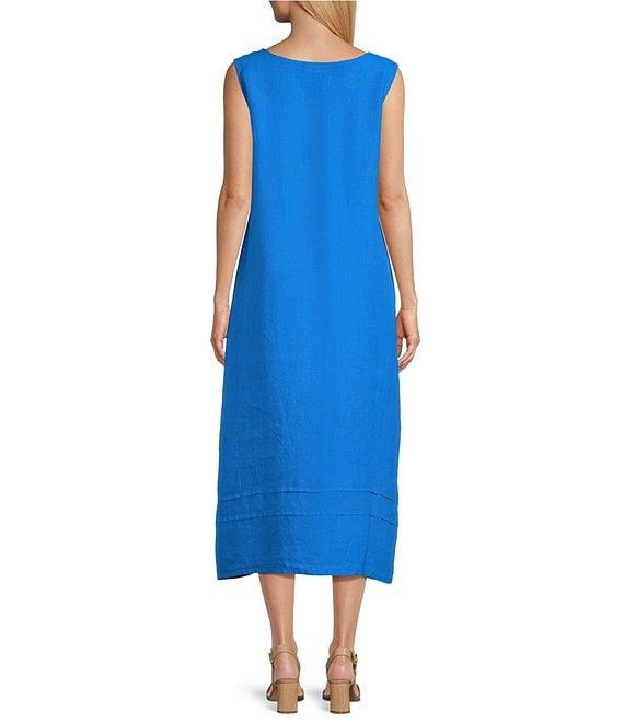 Bryn Walker Light Linen Boat Neck Sleeveless Midi Dress Product Image