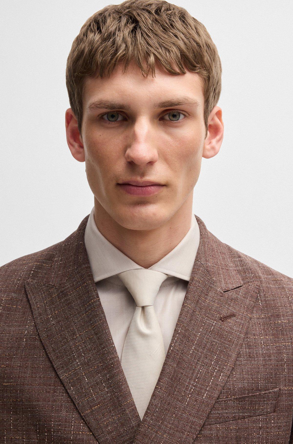 Micro-pattern jacquard tie with silk Product Image