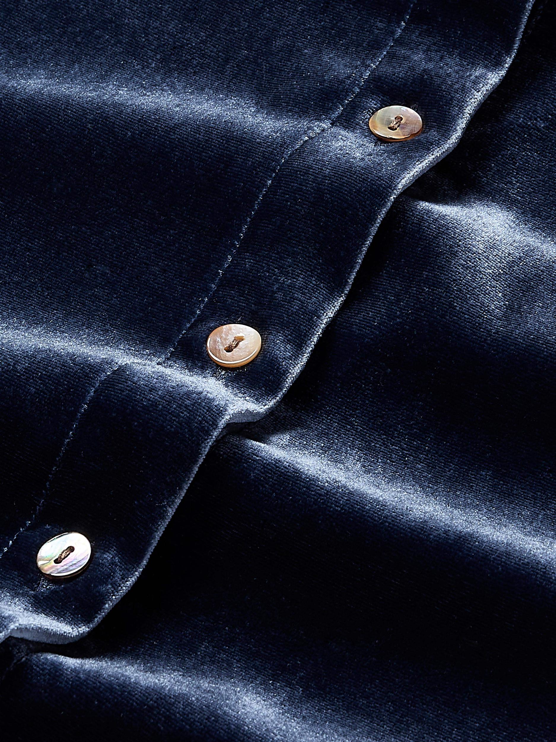 Stretch Silk Velvet Genevieve Shirt - Navy Female Product Image