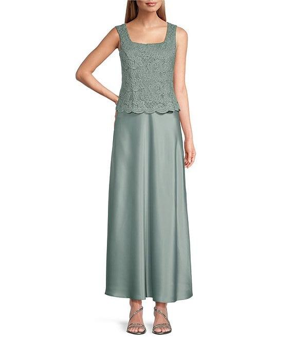 Alex Evenings Petite Size Scoop Neck 3/4 Sleeve Glitter Lace 2-Piece Jacket Dress Product Image