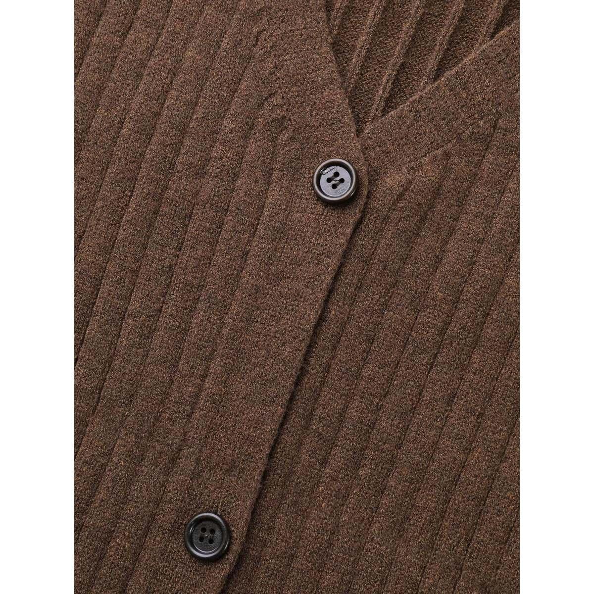 Plus Size Supersoft V-Neck Cable Knit Cardigan Browncoffeecolor Women Casual Loose Long Sleeve Everyday Cardigans BloomChic 14-16/1X Product Image