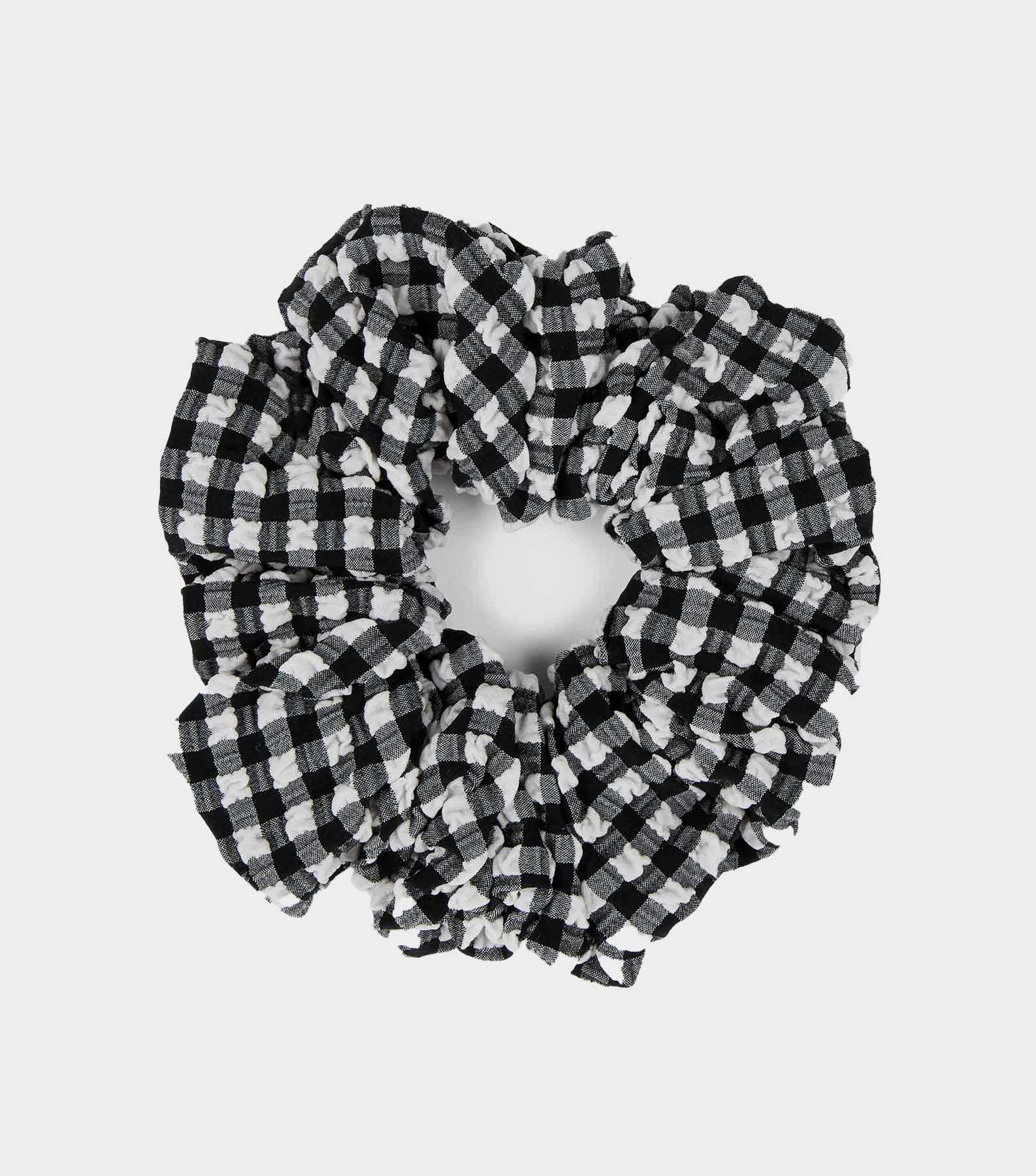 Gingham Seersucker Scrunchie - Black Gingham Product Image