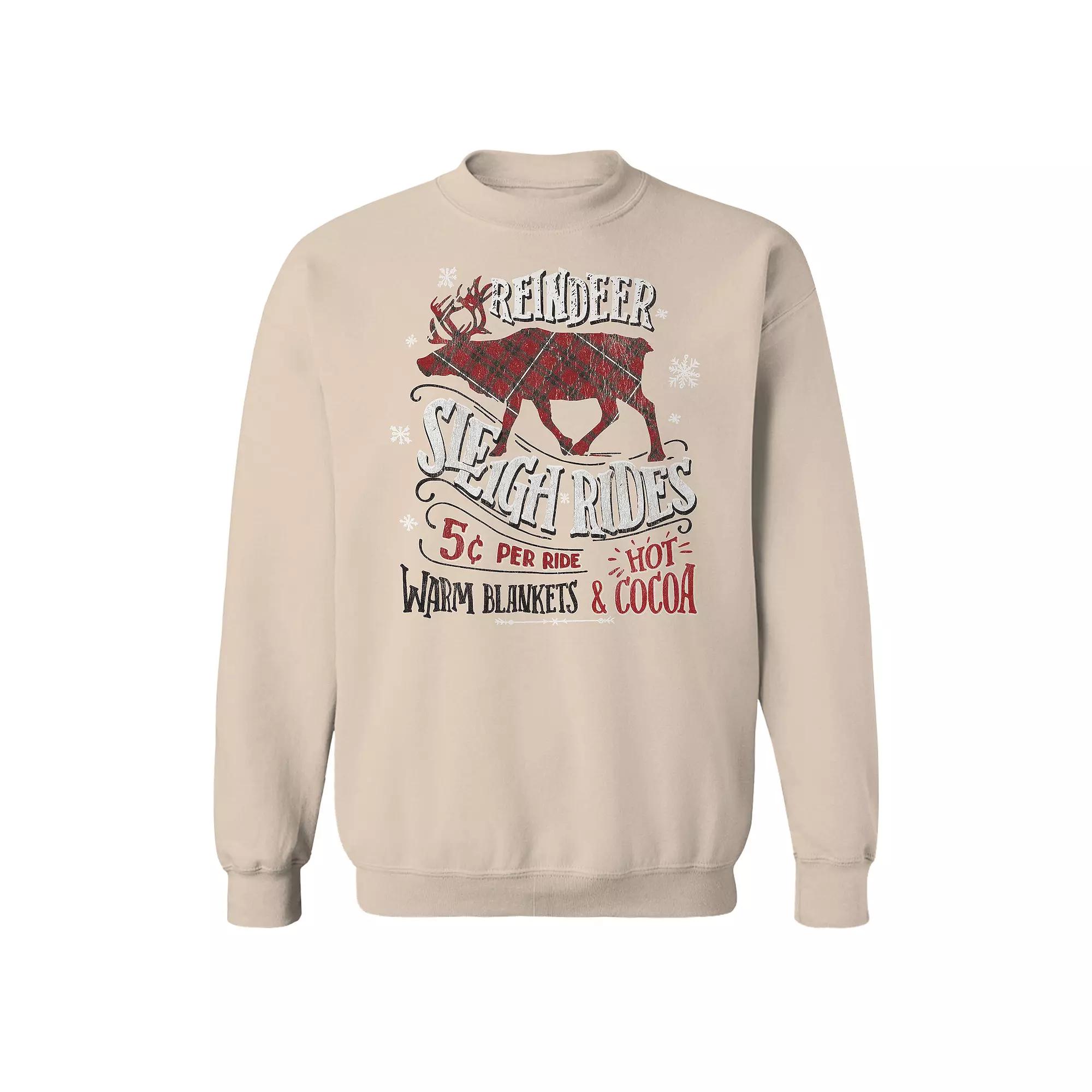 Men's Reindeer Sleigh Graphic Sweatshirt, Adult Unisex,  Product Image