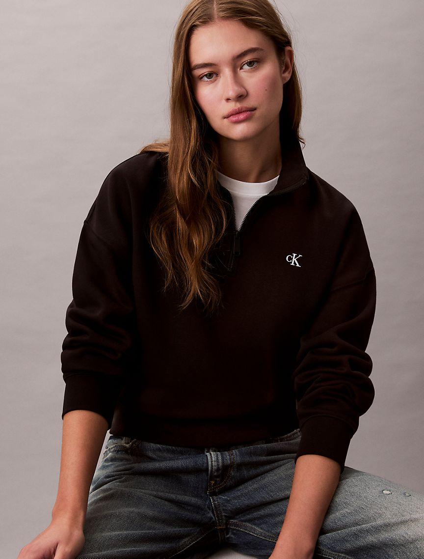 Archive Logo Fleece Quarter Zip Mock Neck Sweatshirt  Product Image