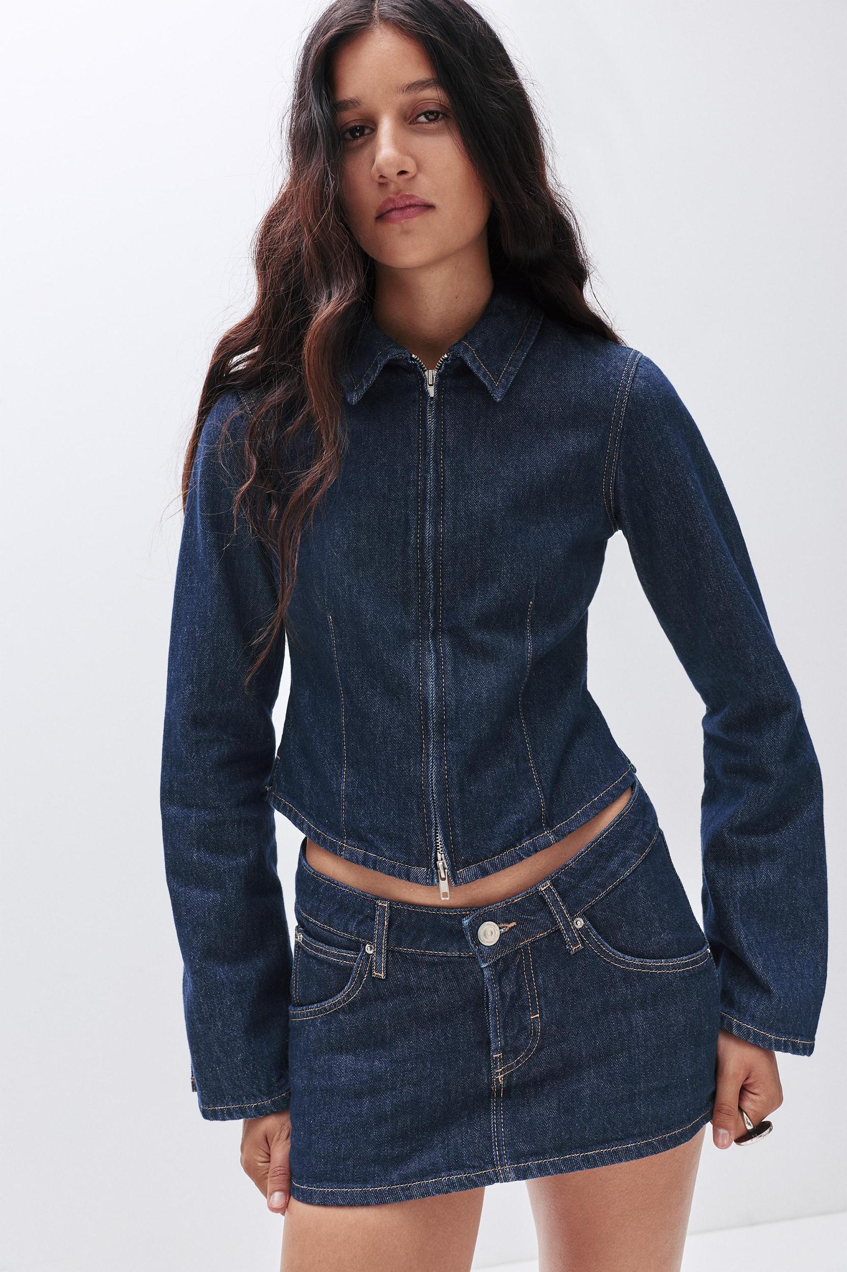 Zip denim shirt Product Image
