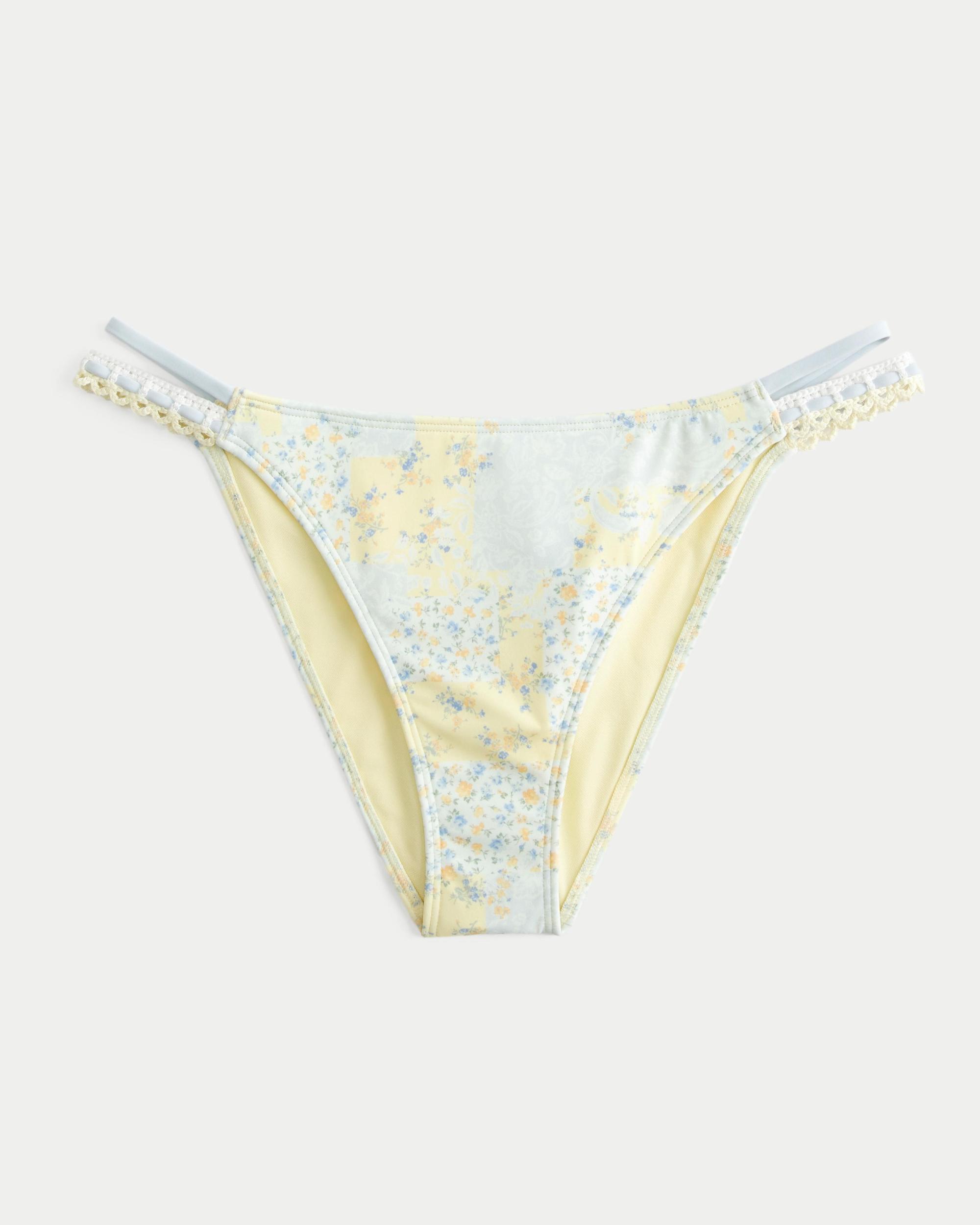 Crochet-Style Mixed High-Leg Cheeky Bikini Bottom Product Image