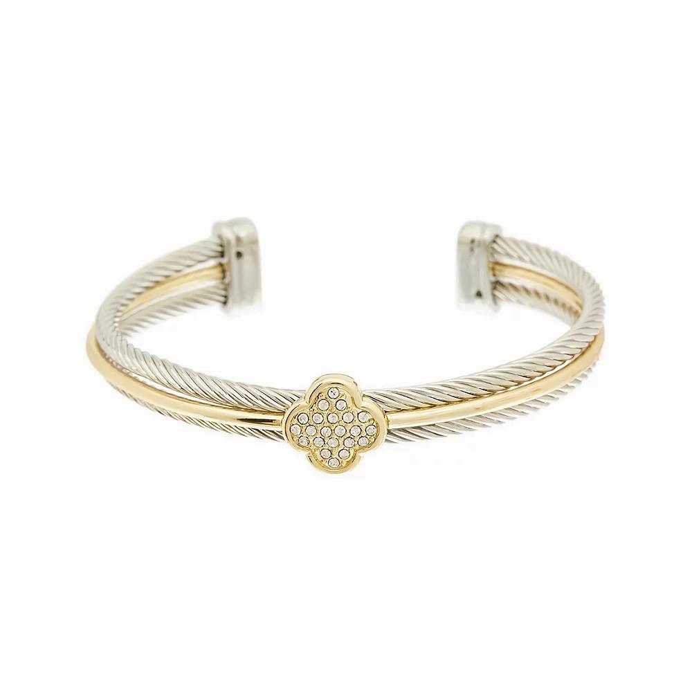 Juvell Two Tone 18k Gold Plated Cubic Zirconia Cuff Bracelet, Women's, Size: 7" Product Image