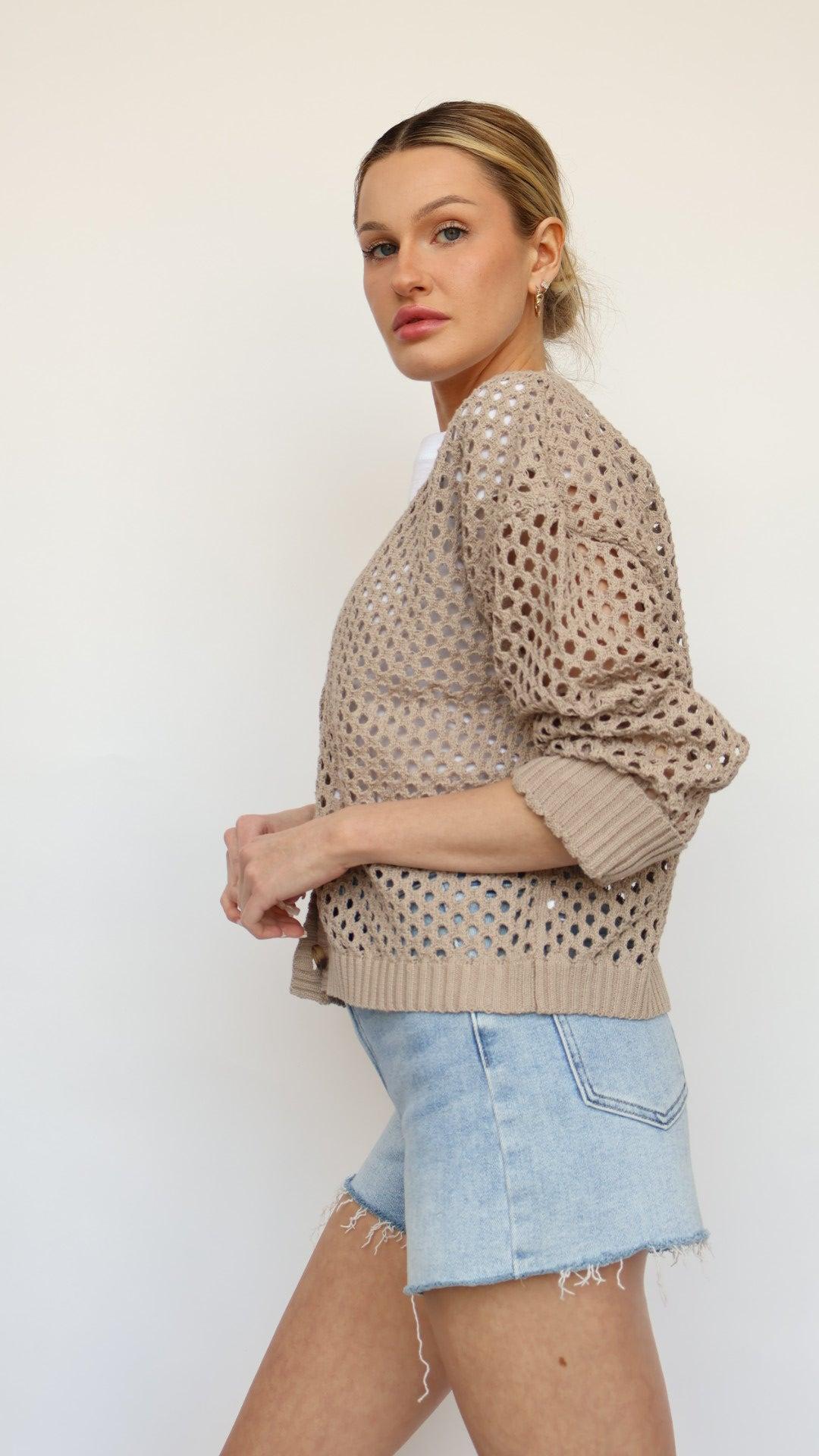 Crochet Button Up Cardigan Product Image