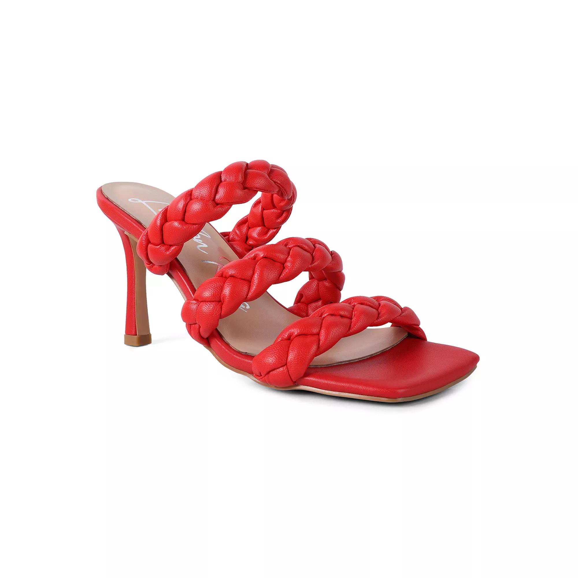 London Rag High Bae Women's Pointed Heel Braided Sandals,  Product Image