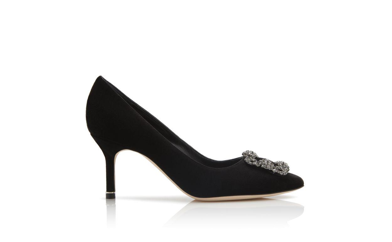 HANGISI VELVET 70 Black Velvet Jewel Buckle Pumps Product Image
