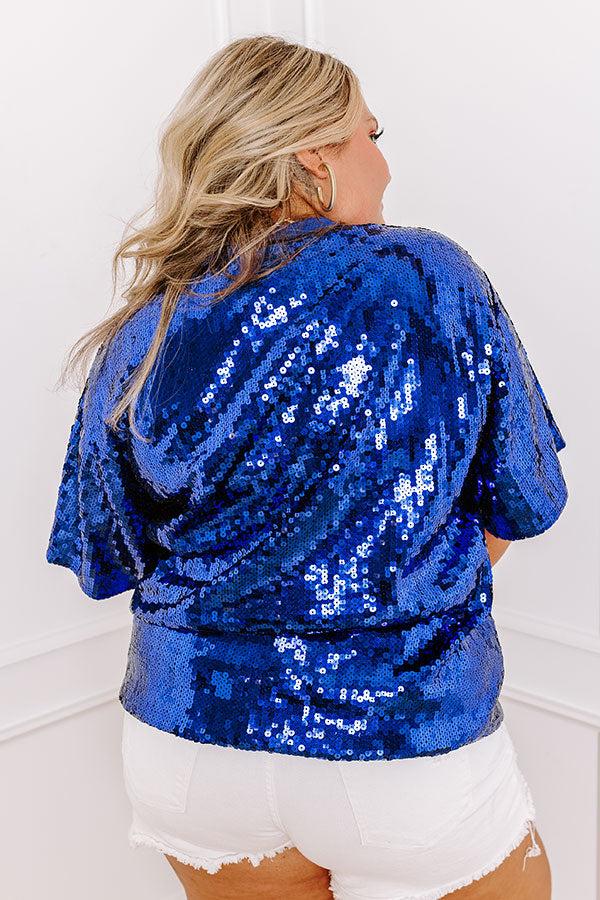 Gameday Sequin Tunic in Blue Curves Product Image