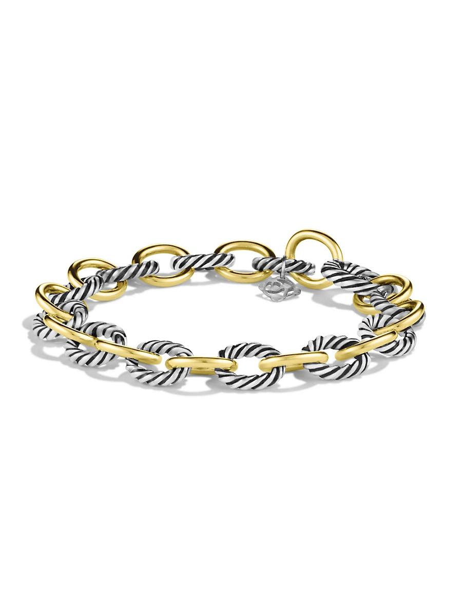 Chain Oval Link Bracelet with 18K Gold and Silver, 10mm, 7.5 Product Image