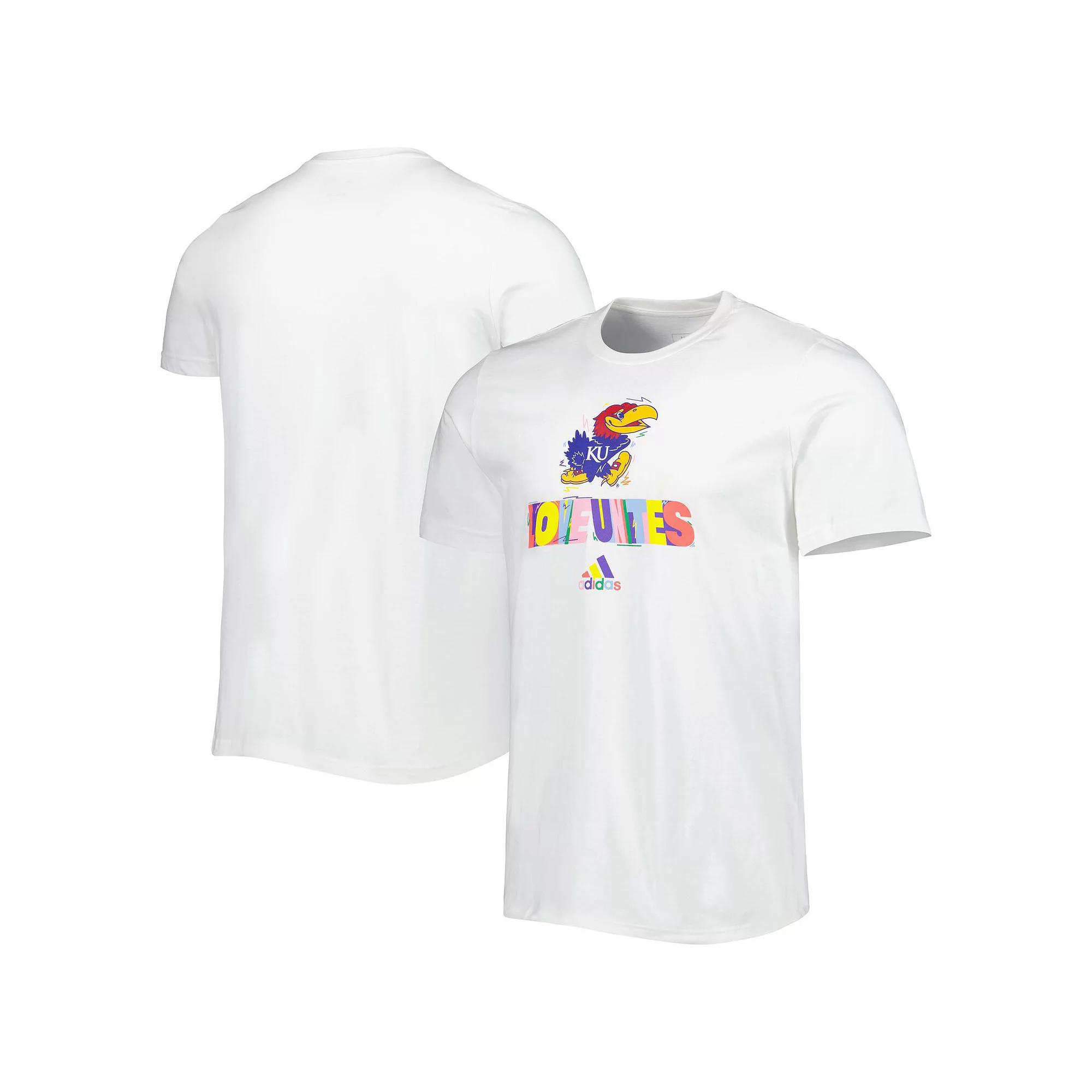 Men's adidas White Kansas Jayhawks Pride Fresh T-Shirt, Size: 2XL Product Image