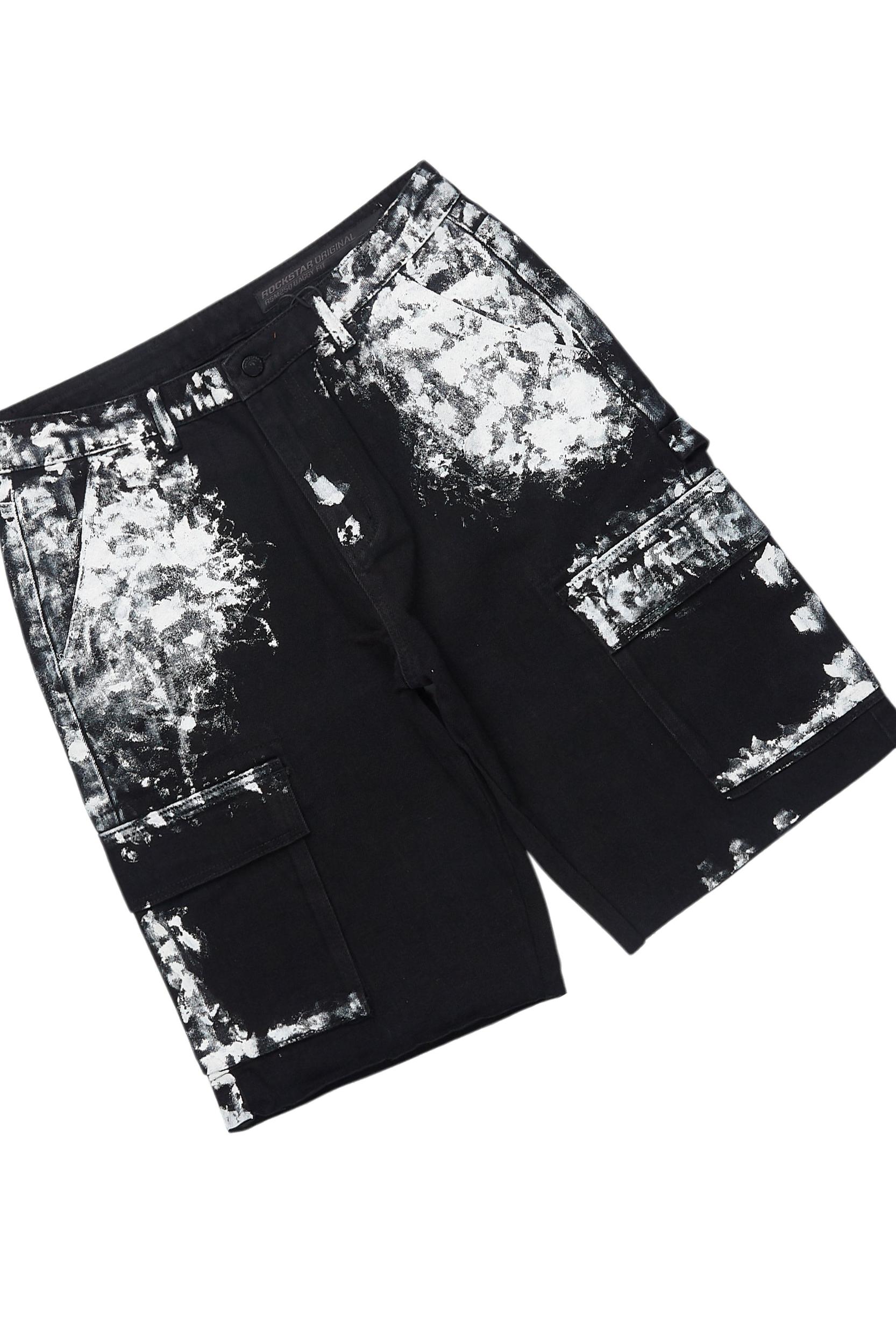 Amos Black/White T-Shirt/Denim Short Set Male Product Image