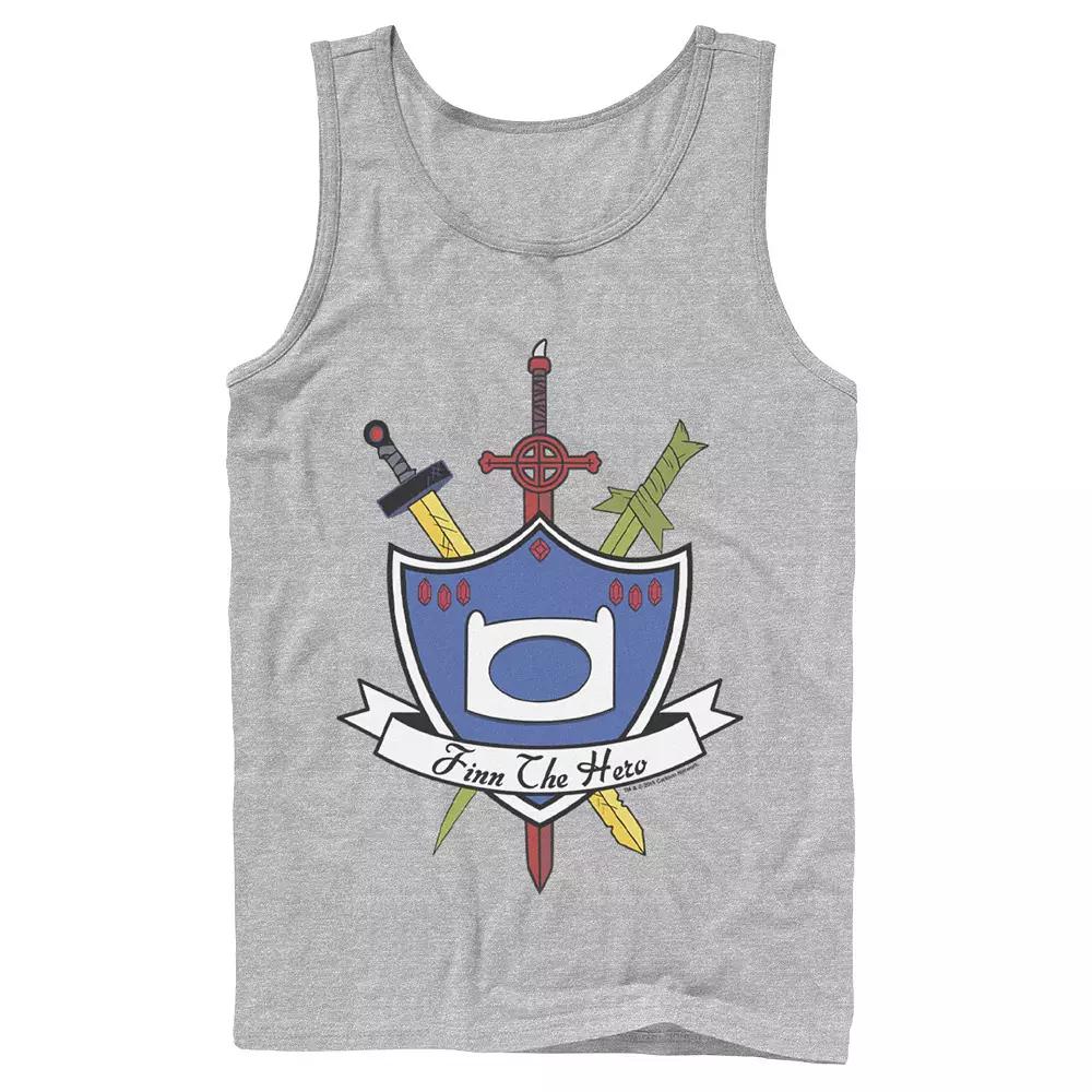 Men's Cartoon Network Adventure Time Finn the Hero Sword and Shield Banner Tank Top,  Product Image