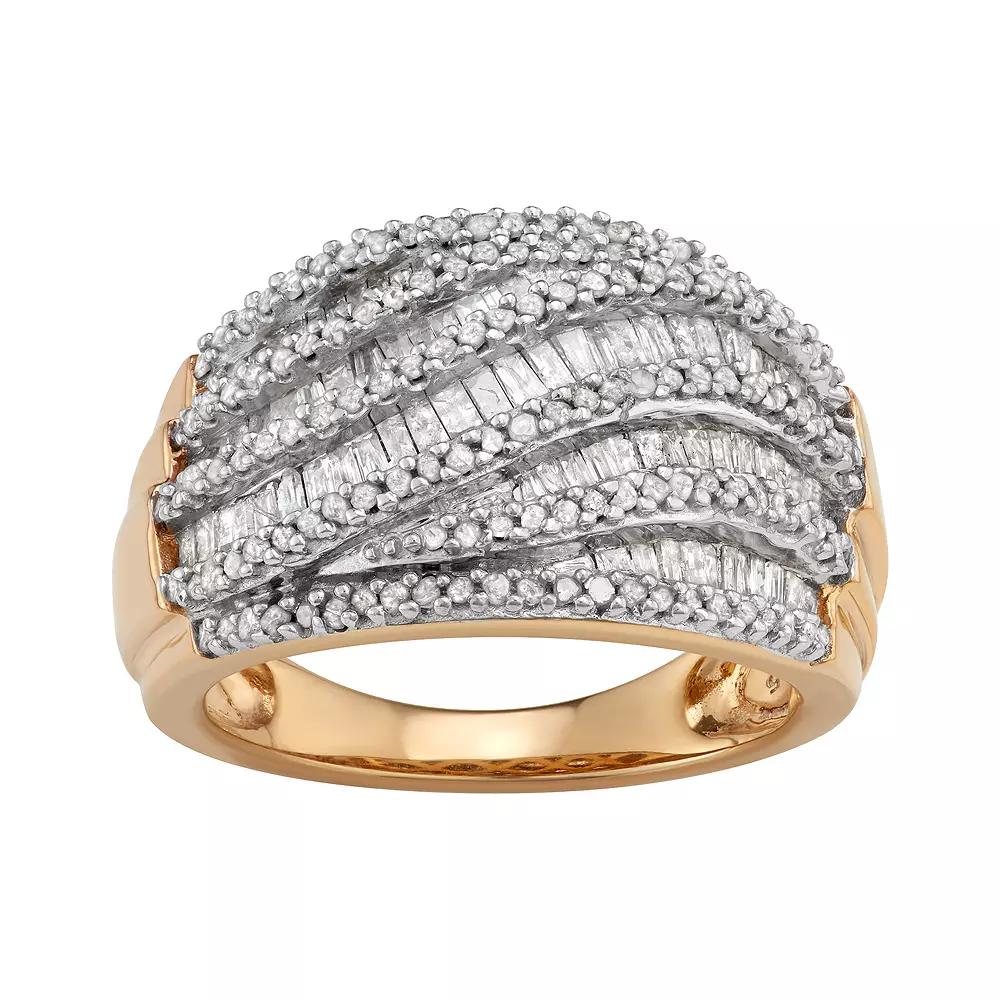 Sterling Silver 1 Carat T.W. Diamond Multi Row Ring, Womens Gold Tone Product Image