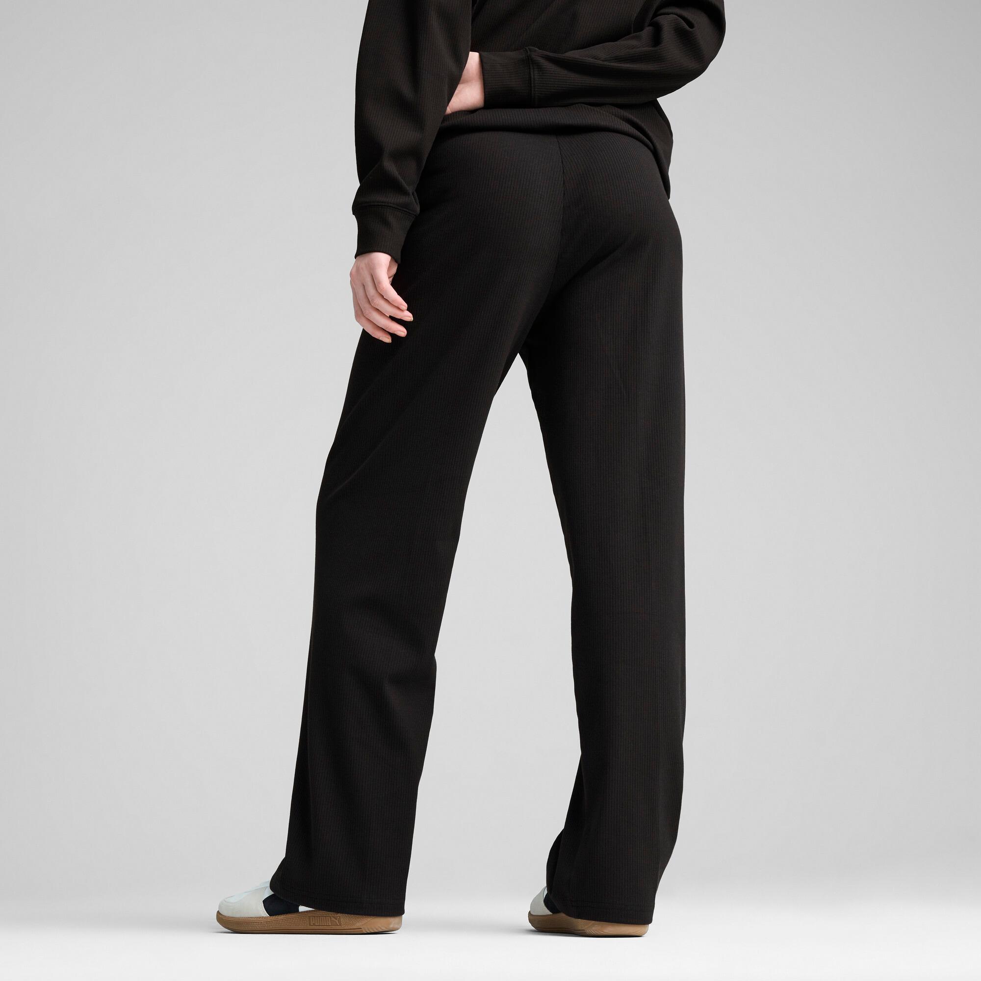 PUMA ESS ELEVATED High-Waist Straight Leg Rib Pants Women Product Image