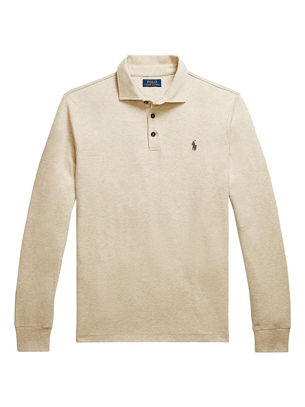 Mens Double-Knit Jersey Long-Sleeve Polo Shirt Product Image