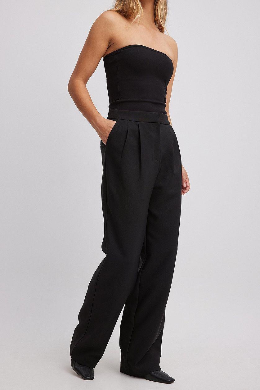 High Waist Deep Pleated Suit Pants Product Image