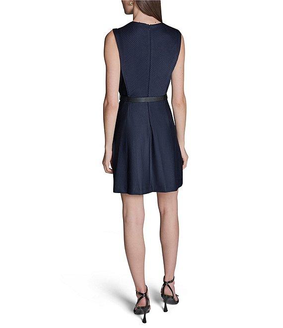 BCBG Sleeveless Belted Short Sheath Knit Dress Product Image